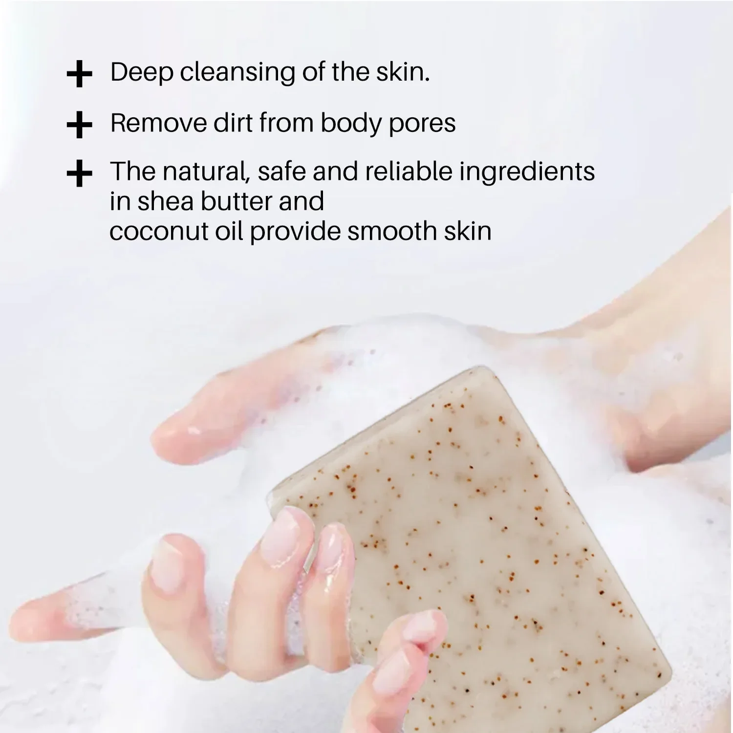 Jabón exfoliante de aceite de coco, limpieza profunda de la piel, reduce los poros, revitalizante, jabón de espuma hecho a mano para baño corporal,