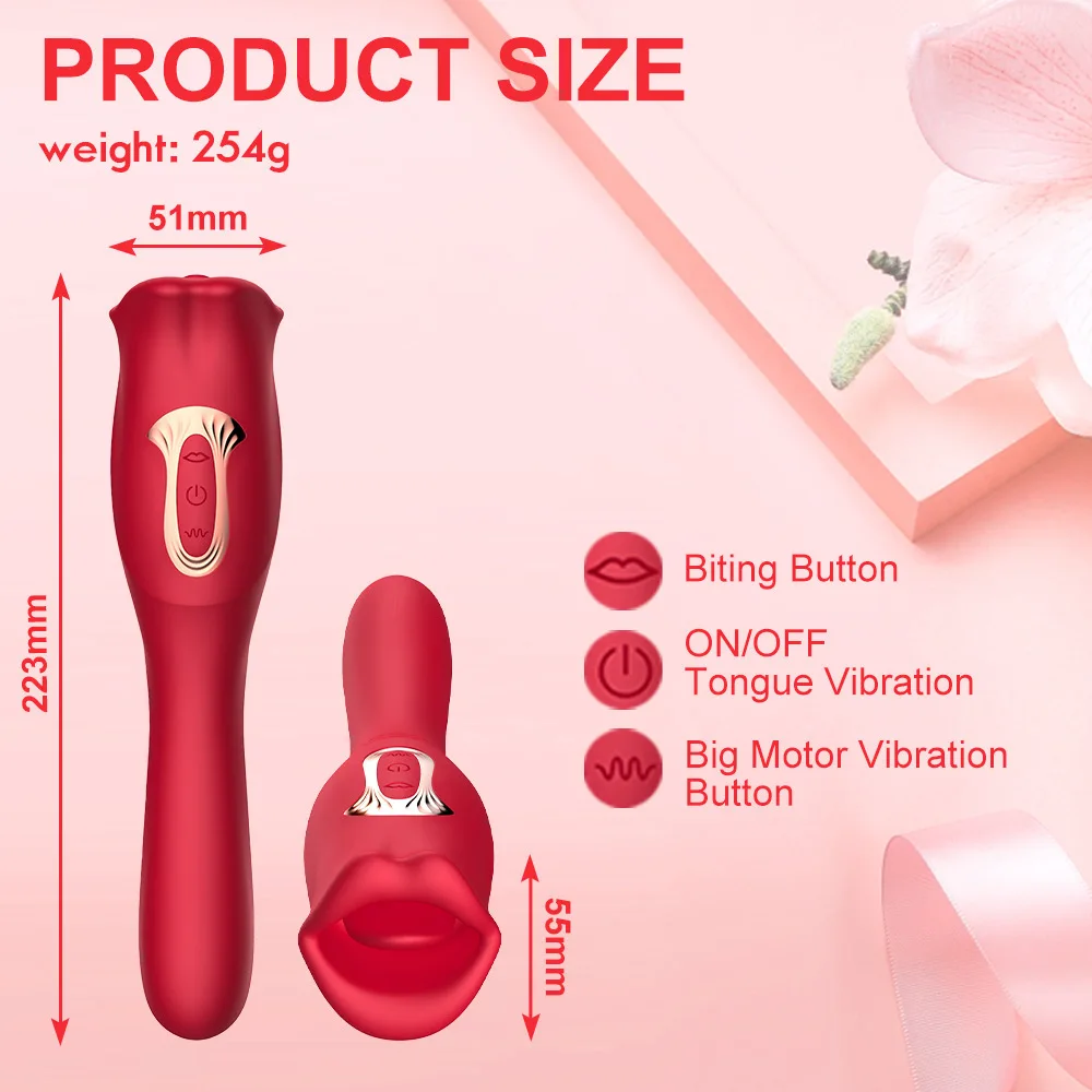 Female Vibrator Tongue Licking Clitoris High-frequency Vibration Masturbator 2-in-1 Sex Toy