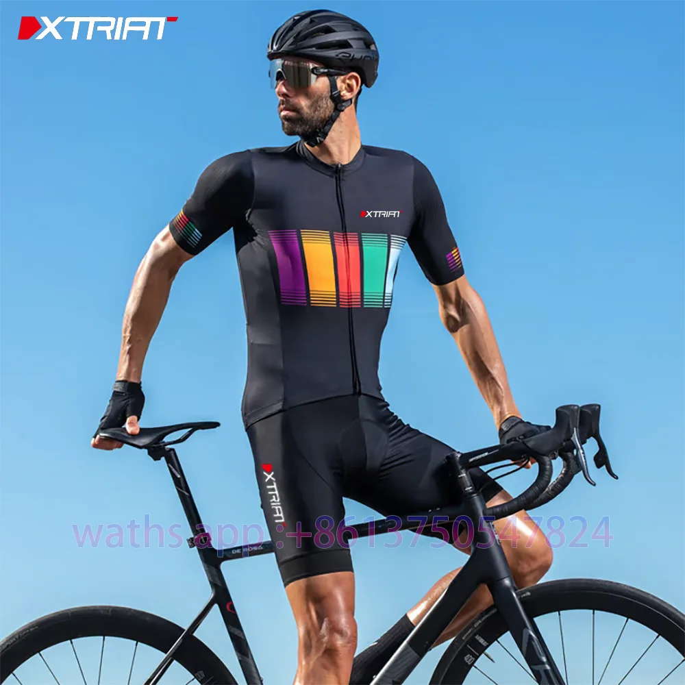 

XTRIAT-Cycling Team Jersey для мужчин, с короткими рукавами, быстросохнущий, дышащий спортивный трикотаж, велосипедные топы, лето, новинка, 2023 г.