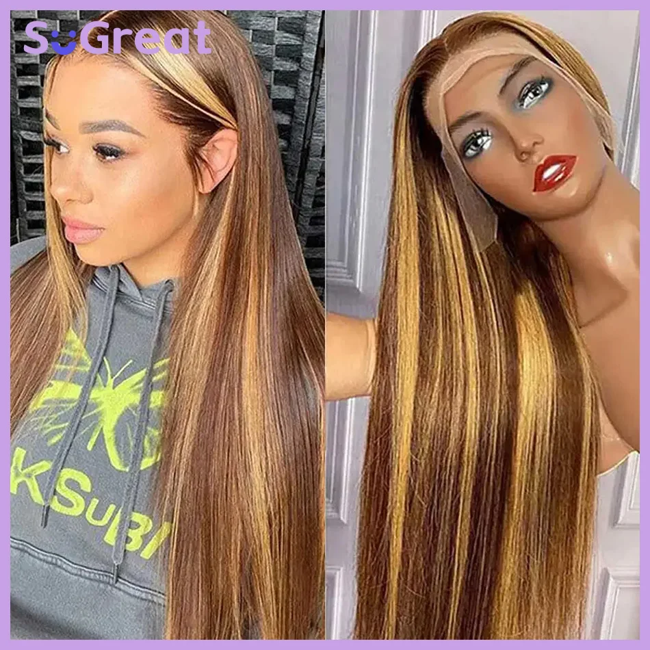 SoGreat 13x4 الدانتيل أمامي العظام شعر طبيعي مفرود الباروكات مستقيم Hd الدانتيل الباروكة الأمامية 13x6 تسليط الضوء على شعر مستعار شعر الإنسان البرازيلي
