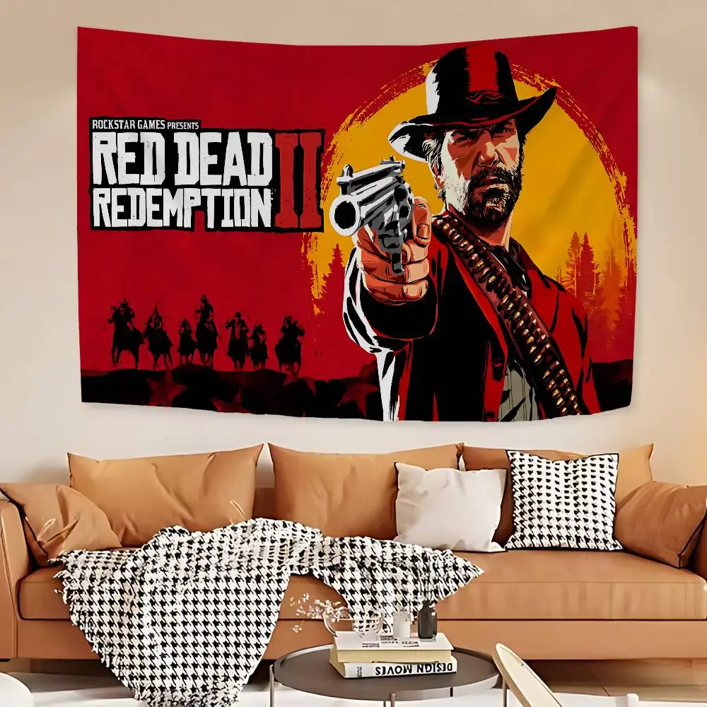 ألعاب Red Cool Dead R-Redemptions نسيج فني مطبوع ياباني قماش مزخرف جداري أنيمي ديكور منزلي للتعليق على الحائط