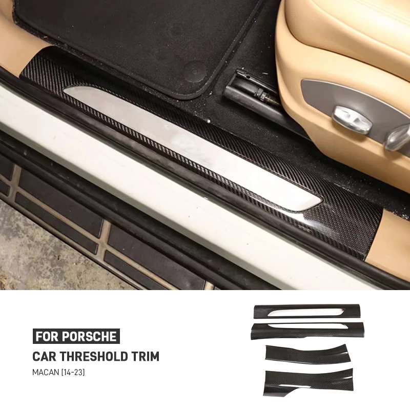 

Для Porsche Macan 2018-2023 настоящее углеродное волокно, салон двери автомобиля, порог, декоративная крышка, защитная панель, накладка, наклейка