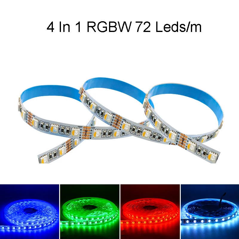 

5m 5050 SMD 4 in 1 RGBW LED Strip, ,60 Or 72 Leds/m 10MM PCB DC12V/24V Flexible Tape Light RGB+White / Warm White