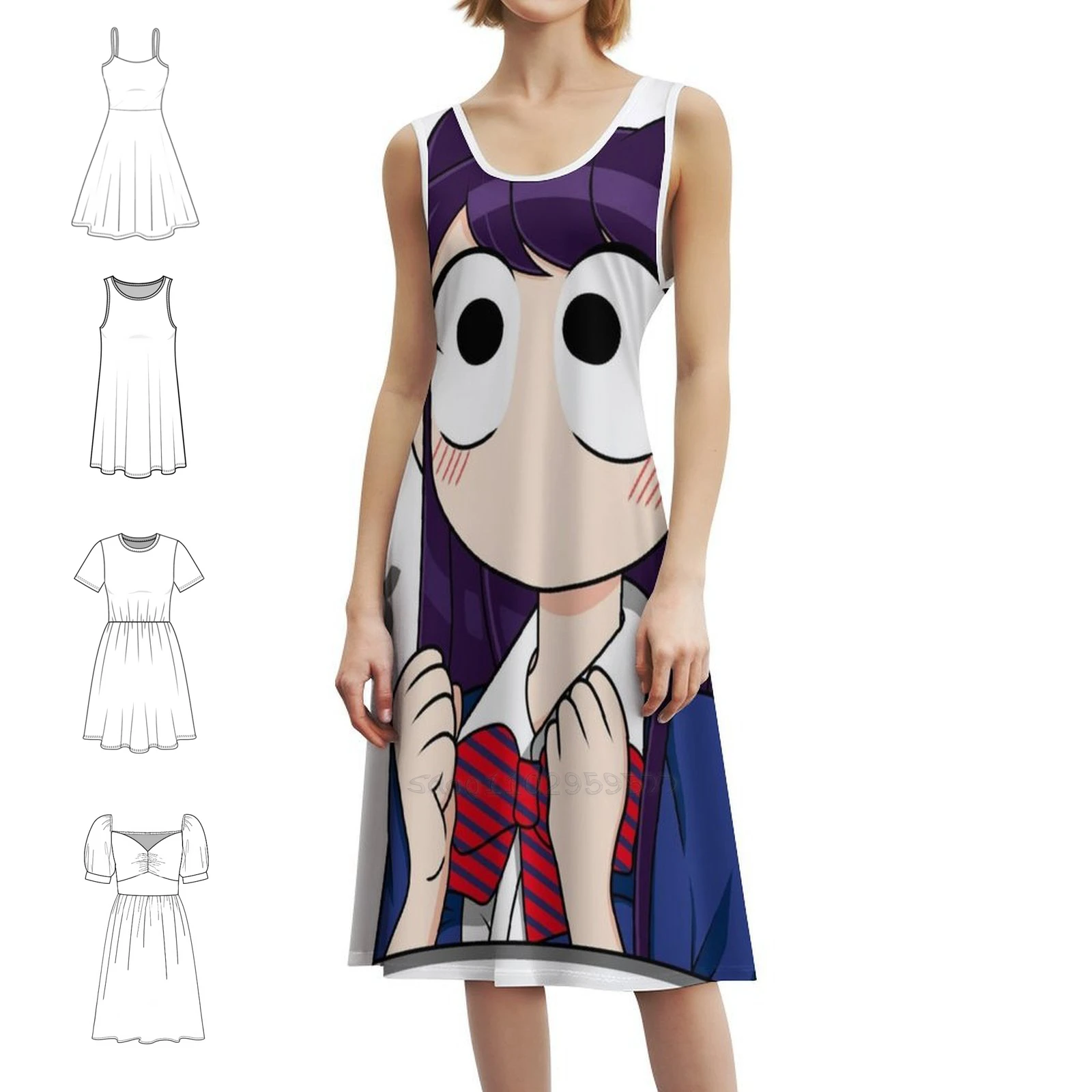 كومي لا يمكن التواصل فستان سموك الأزهار للنساء الربيع الصيف فستان كاجوال للحزب كومي كان التواصل أنيمي كومي #1