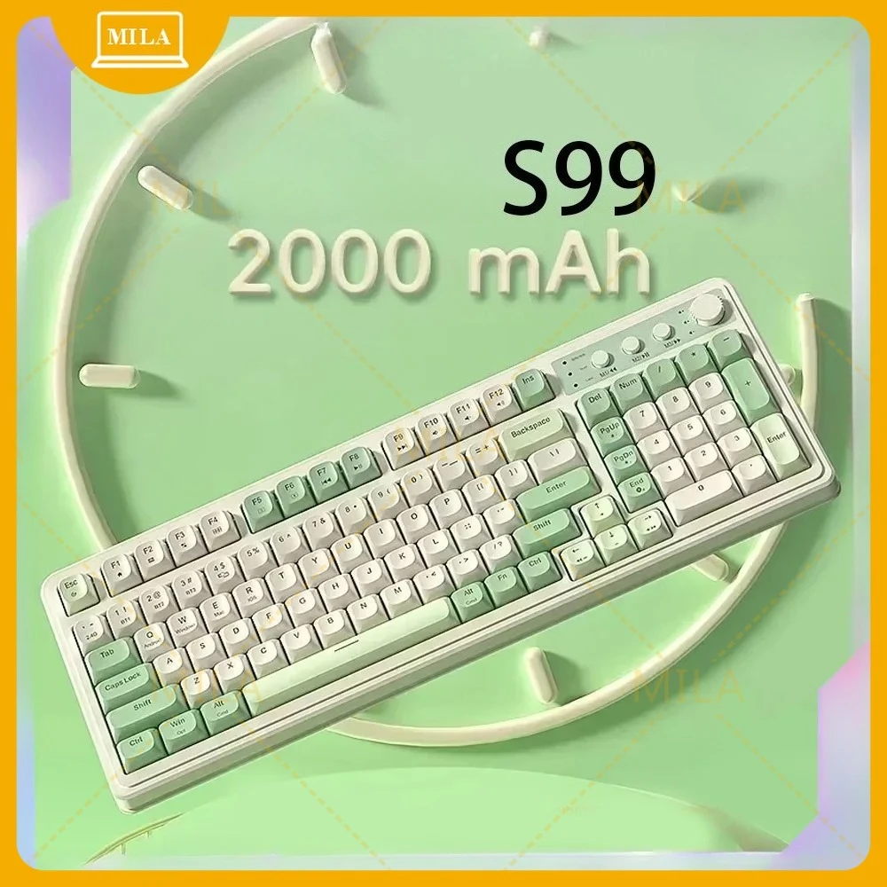 

For AULA S99 S99 Pro Gaming Keyboards RGB Mute 99 Keys Ergonomic Customized 2.4G Wireless Wired Tri Mode Keyboard PC Gifts