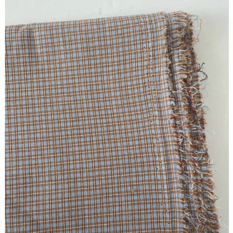 

Retro casual blue checked jacquard cotton fabric for blouse dress clothing handmade DIY fabric