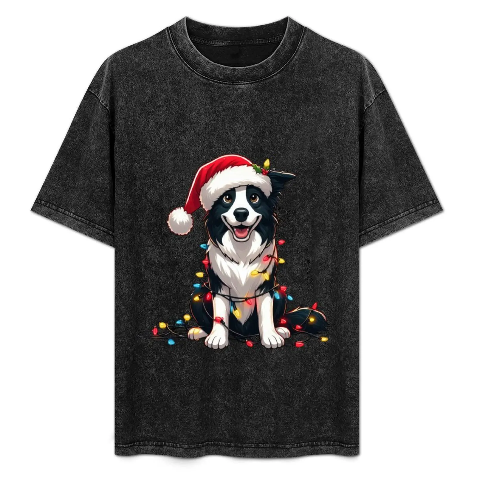 Border Collie Dog Christmas T-Shirt sweat summer clothes funny meme t-shirts mens cotton t shirts