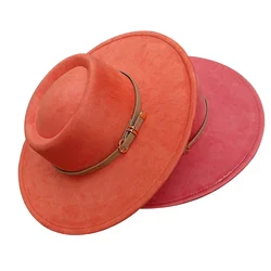 Pork Pie Hat Nubuck Leather Hat Fedora Hat 9.5cm New Material Belt Accessories Hat Men's Hat Women's Hat gorras para hombres