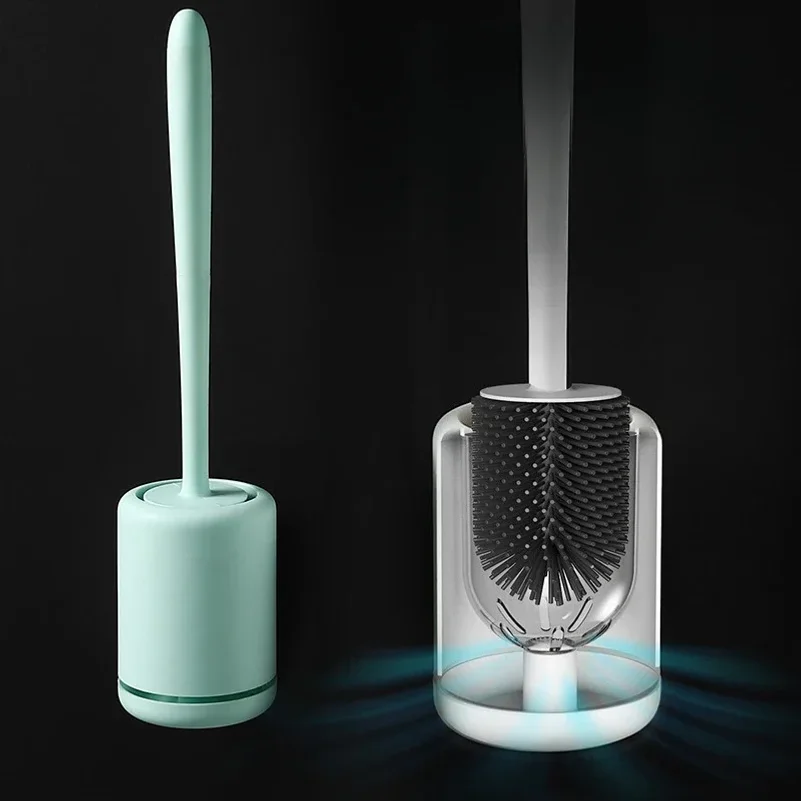 Toilet Brush Set Holder Nylon/ Silicone Bristle Creative Ground Satanding Holder Lavatory Brush Toilet Cleaning Tools