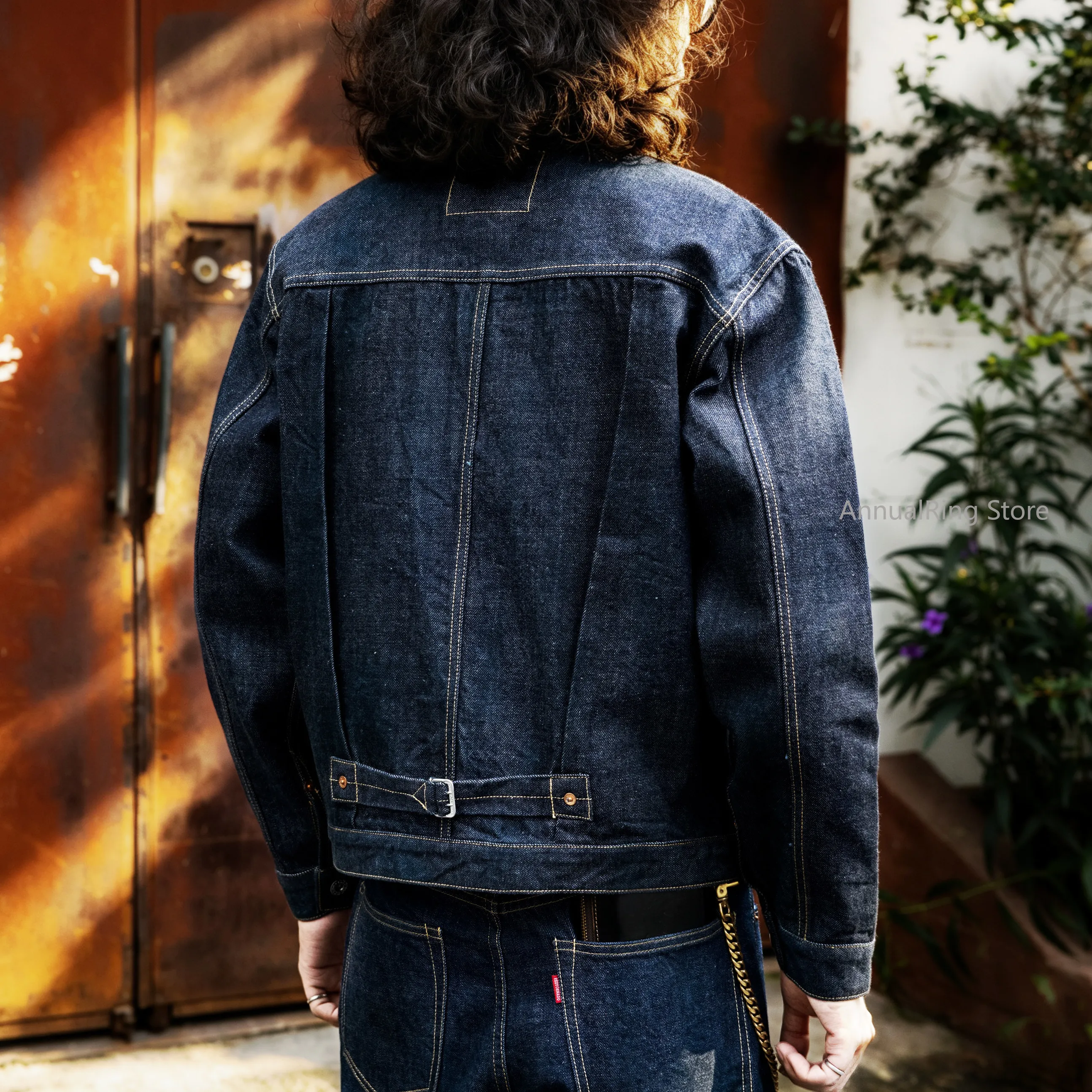 Red Tornado 14oz Pink Selvage Acid Wash Type 1 Denim Jacket Men Loose 4-button T-Back Vintage Raw Denim Coat