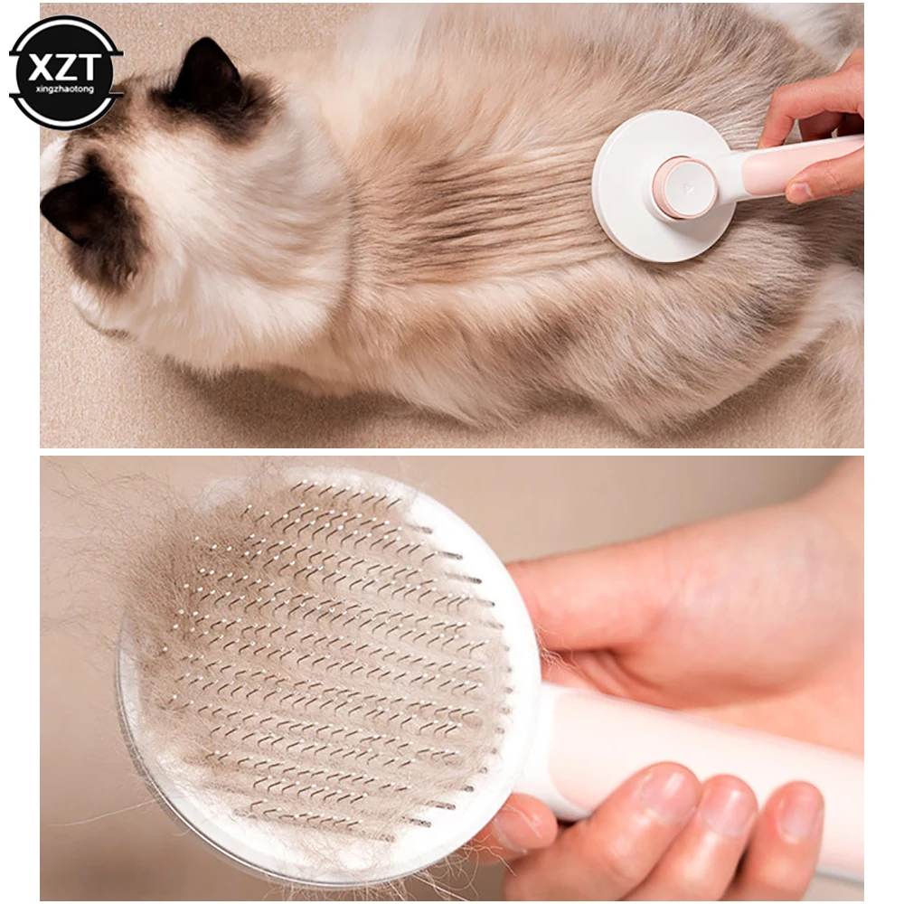 

Round Pet Cat Brush Dog Comb Self Cleaning Slicker Brush For Cat Dog Hair Removes Tangled Pet Hair Massages Comb Cats Accessorie