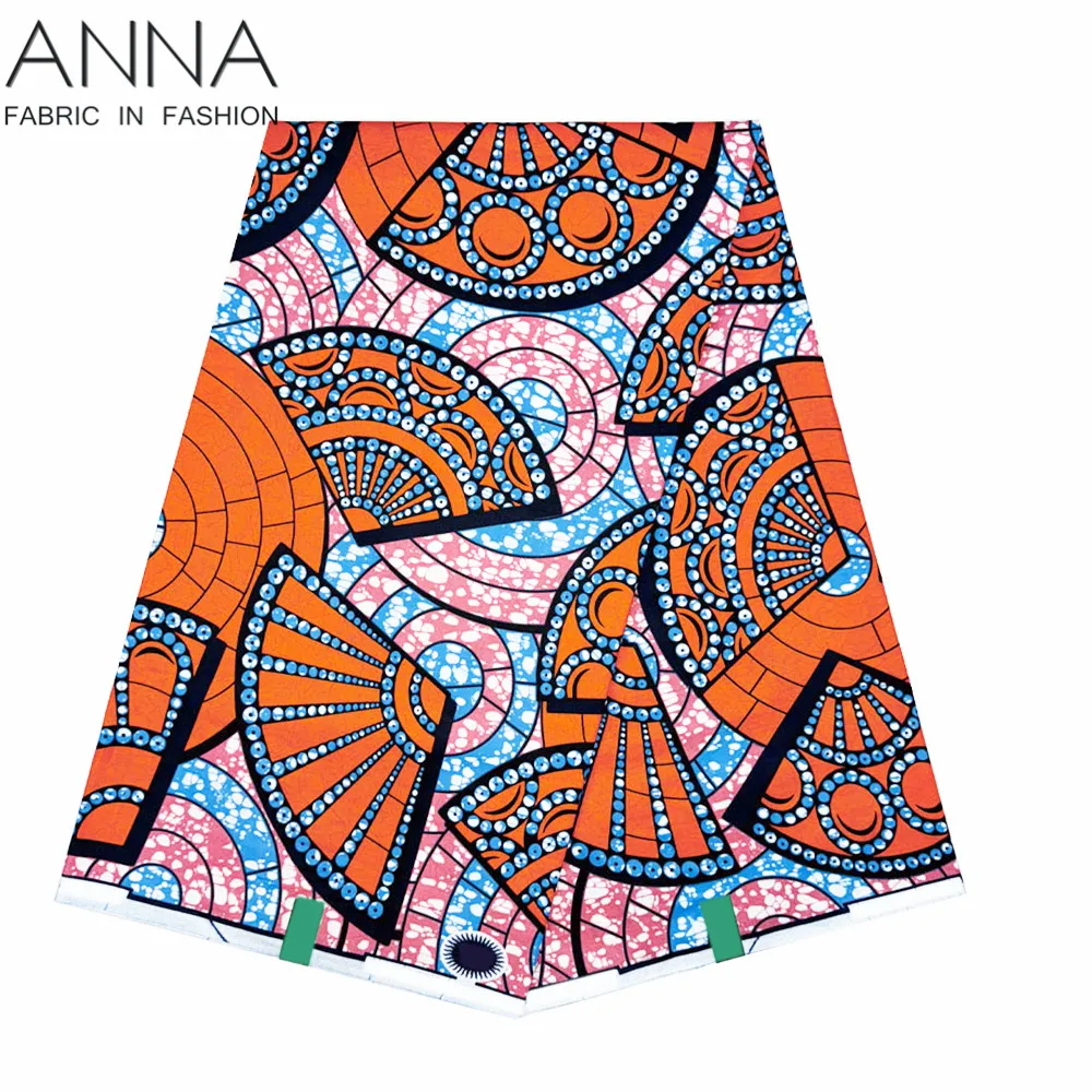 

African Wax Fabric Super Fabric 100% Original Ankara Wax Fabric Block Print Batik Dutch Fabric 6yards For Wedding Party VL957