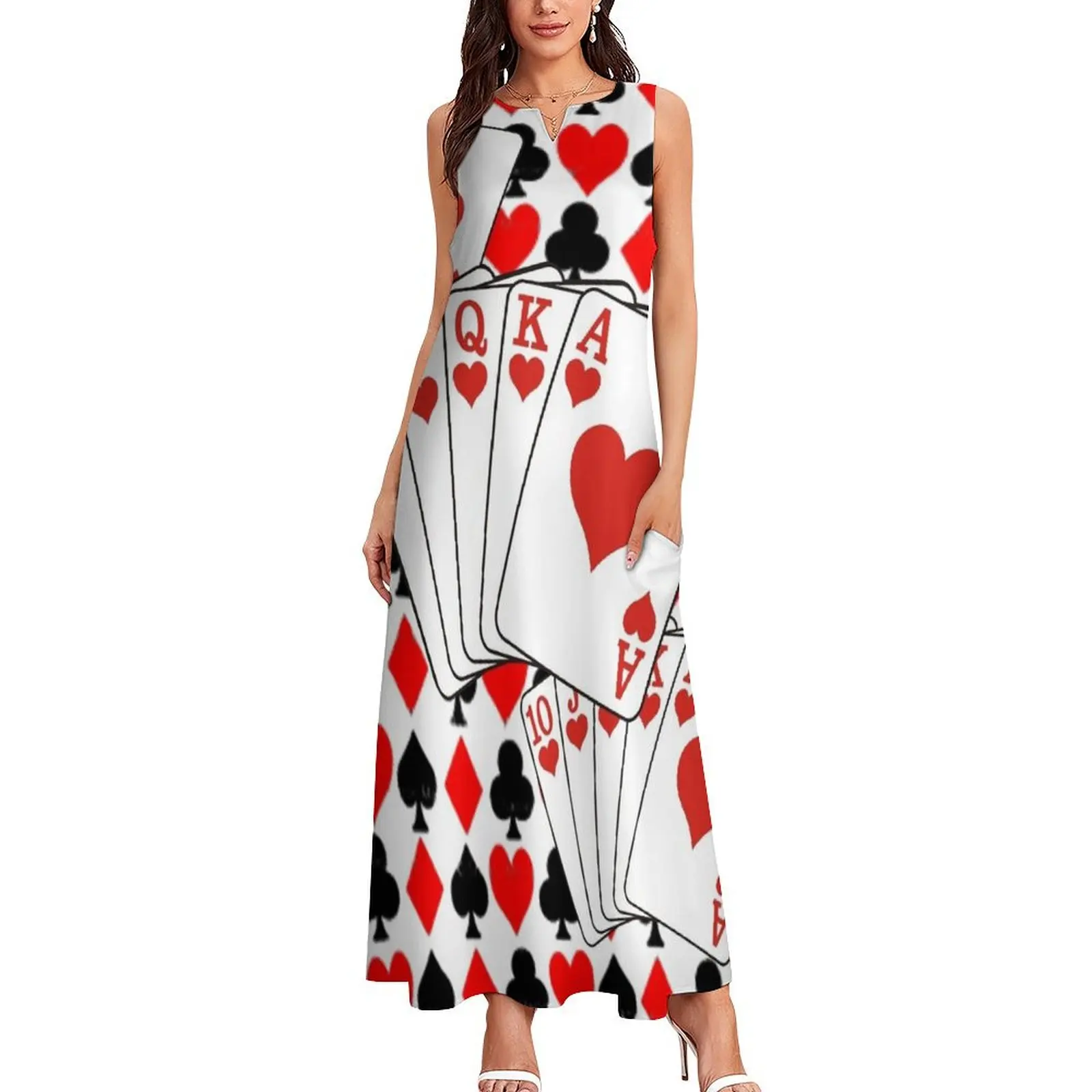 CASINO NIGHTS RED HEARTS FLUSH Long Dress summer outfits for women 2025 Long dresses summer dress woman 2025 Dress