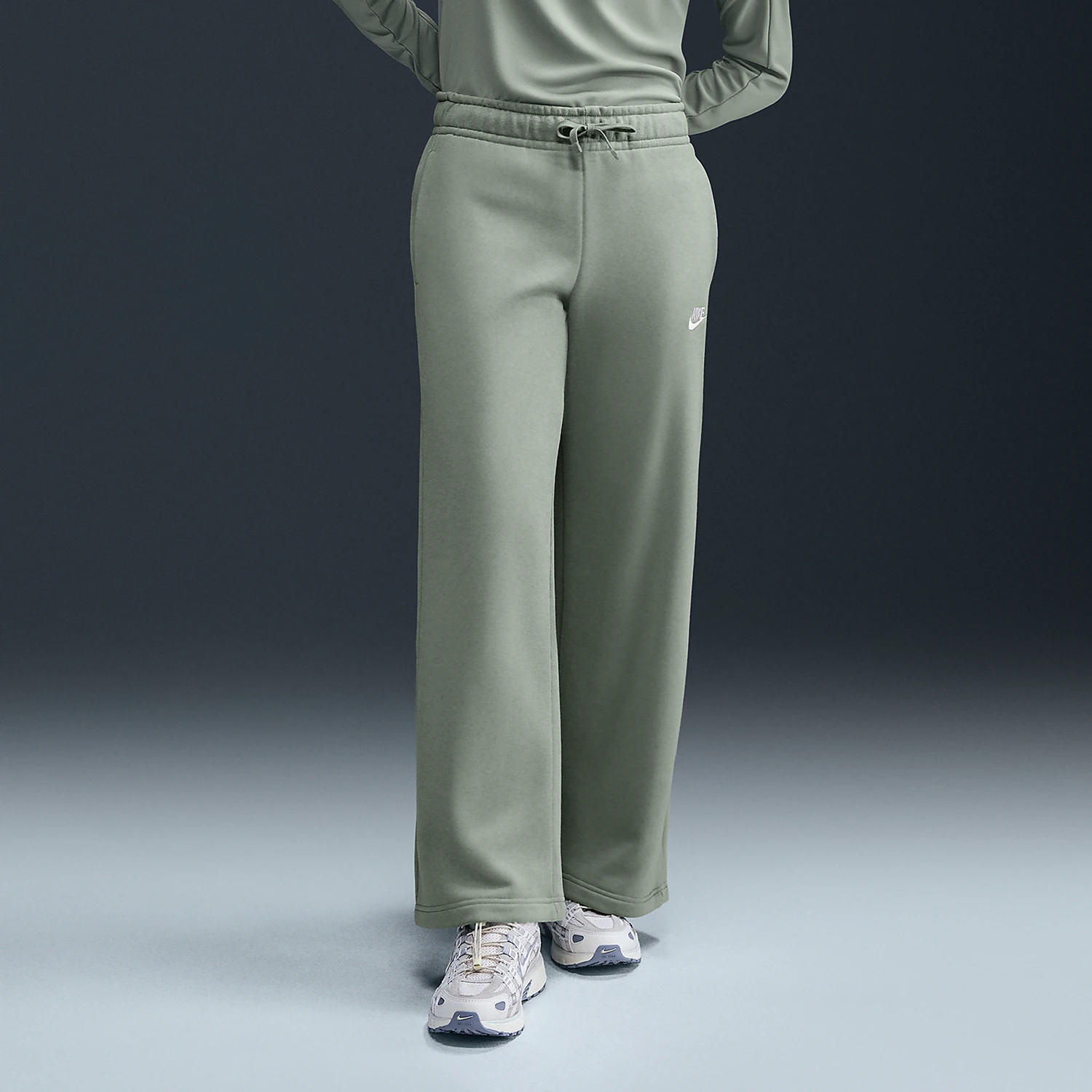 

Оригинальные новые женские вязаные широкие спортивные брюки Nike FB2728-370