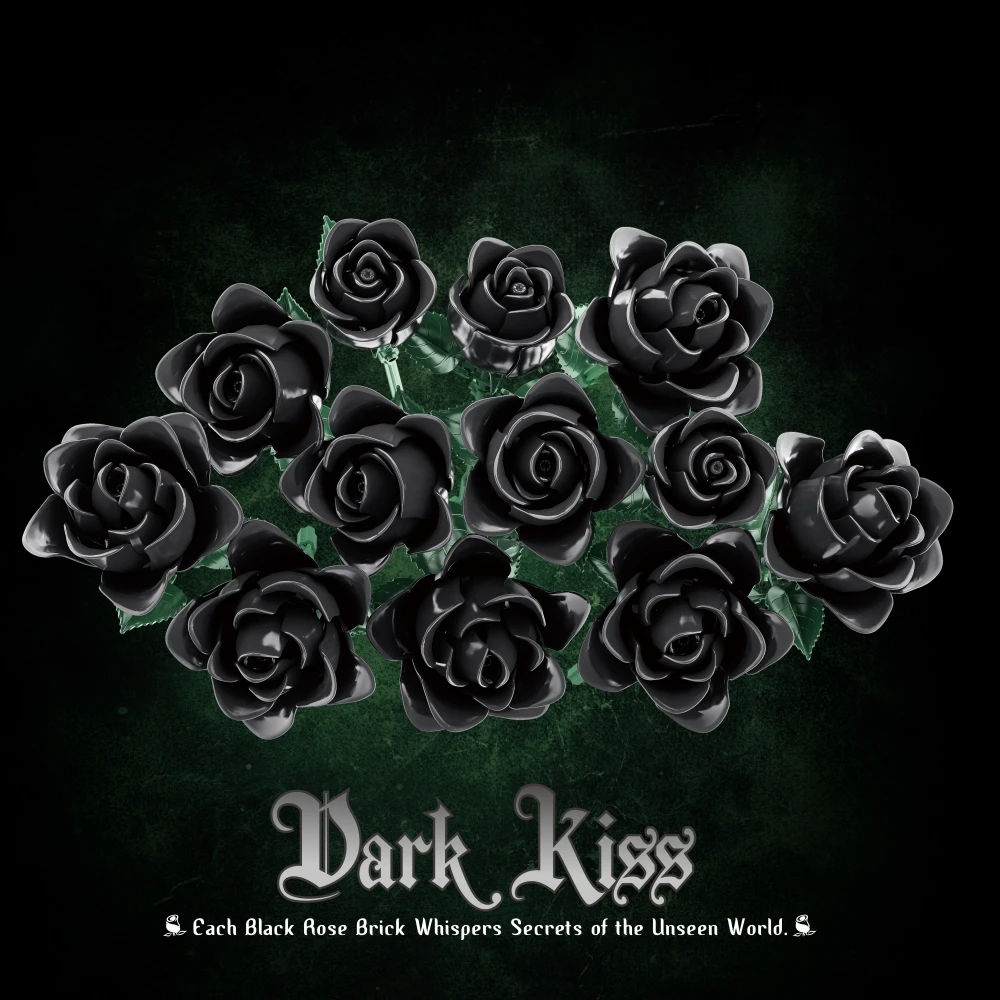 585 pçs criativo estilo gótico rosas escuras blocos de construção buquê de flores pretas diy decoração de mesa modelo presente do dia dos namorados