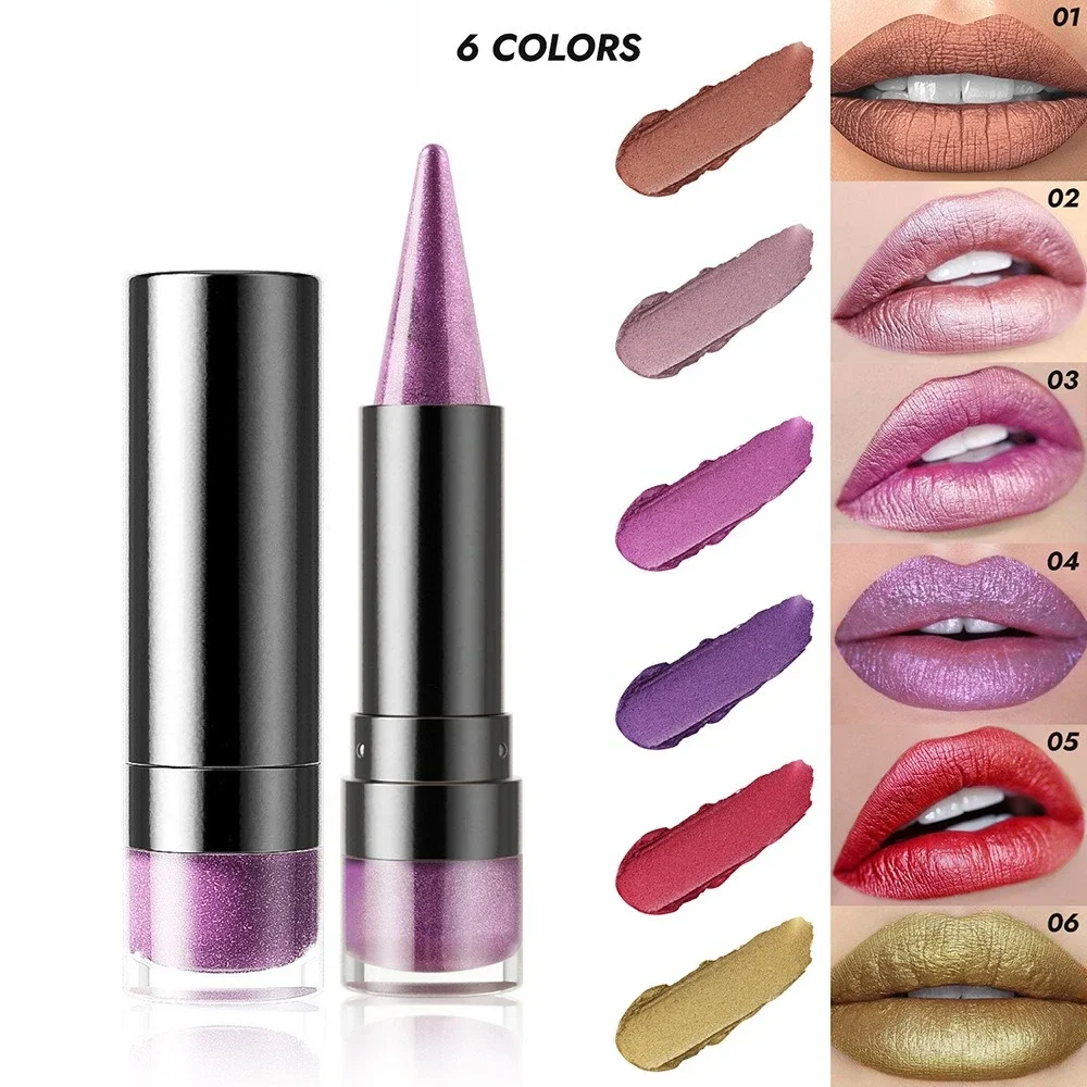 真珠光沢のあるスパークル口紅女性のための軽さの口紅防水ロング口紅 24 時間長持ちする色落ちしない口紅