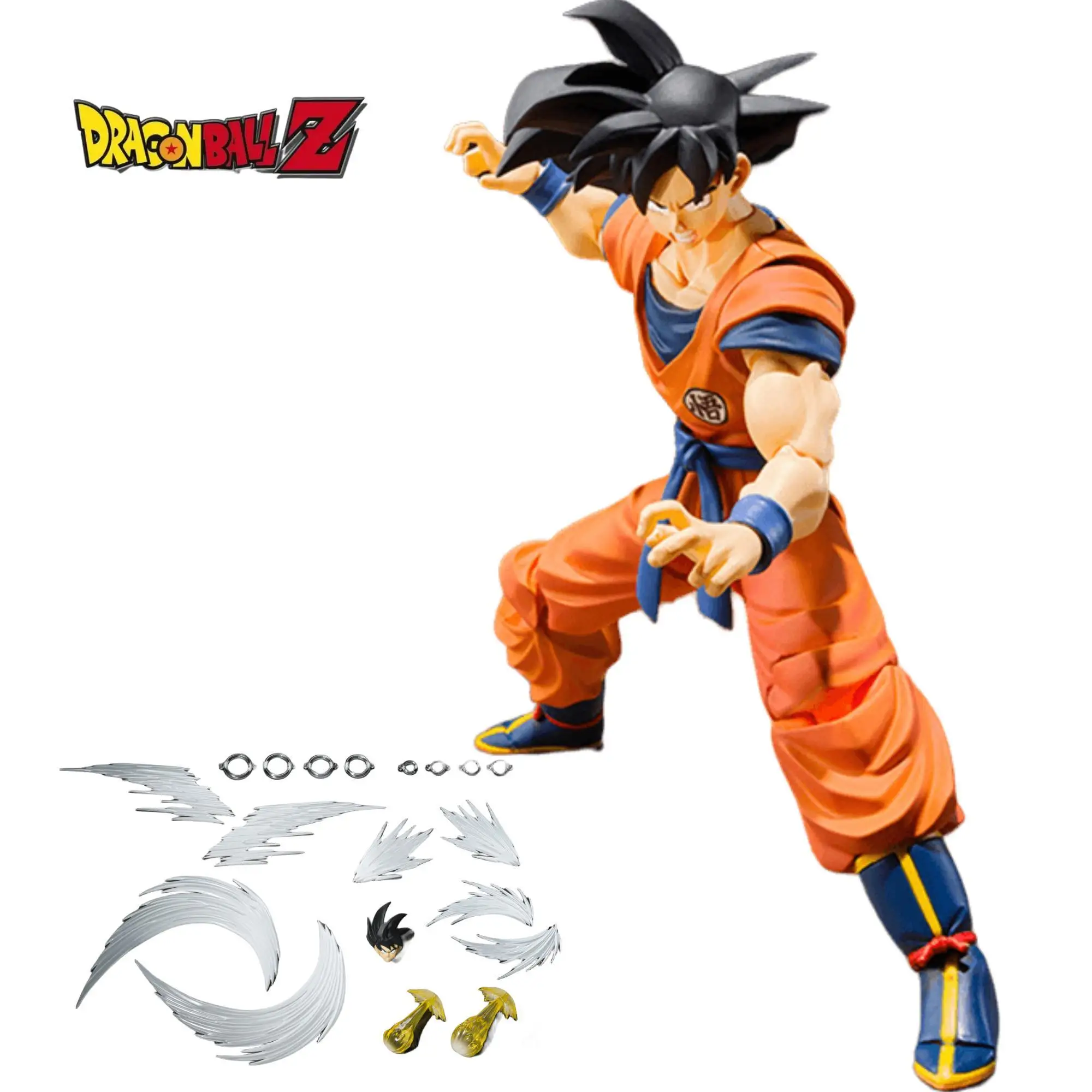 Shf Bandai Dragon Ball Sun Goku Replacement Head Wind Blade Special Effects Piece Set Anime Figure Model Movable Toy Dolls