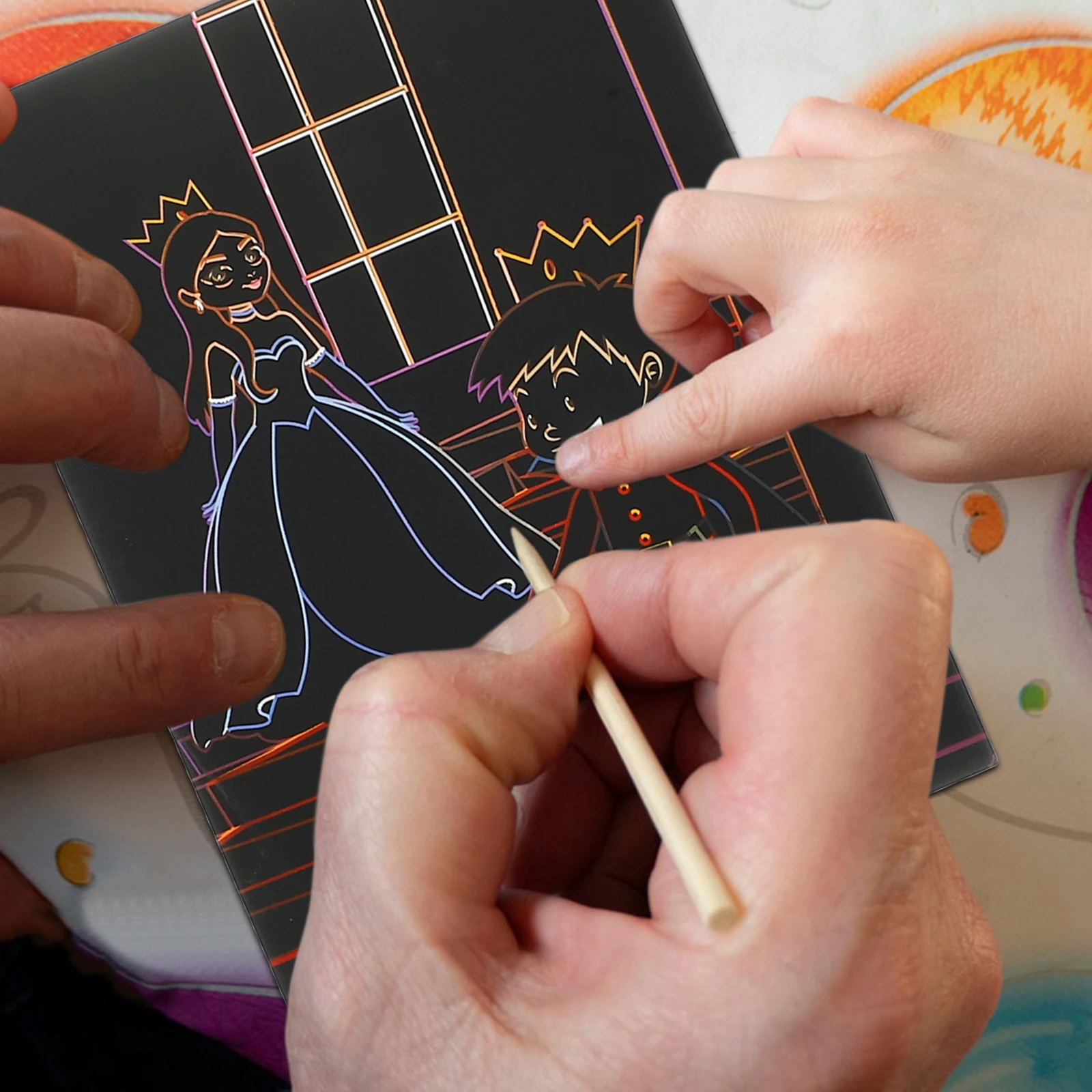 1 ensemble de papier de peinture à gratter, artisanat créatif pour enfants, fournitures de bureau amusantes, cadeaux pour étudiants, Coordination oculaire H, amélioration du reconnaissance des couleurs