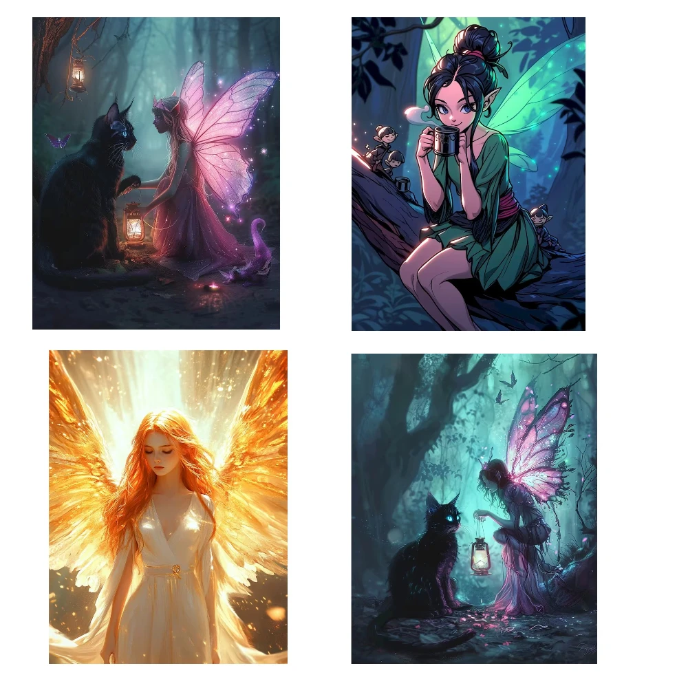 

500/1000/1200/2000PCS Jigsaw Puzzles Elf Angel Girl Wings Family Activity Games for Gameroom Bedroom Home Decor Gift