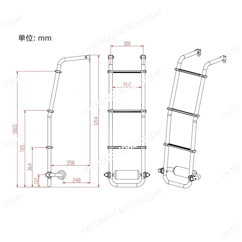 Camper side ladder, RV bed car side ladder, side ladder roof ladder RV modification accessories