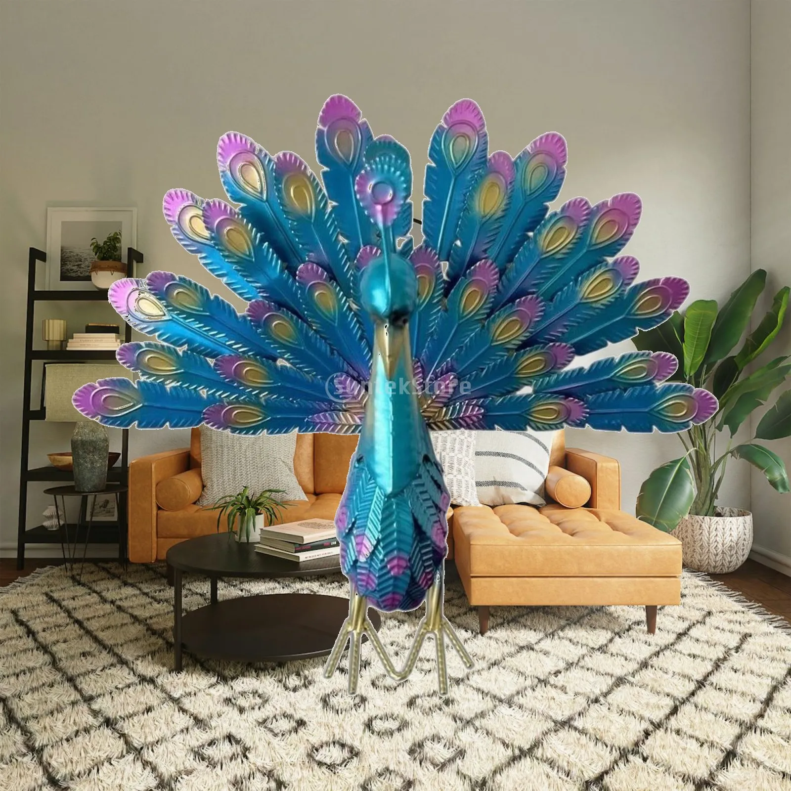 Handmade Iron Peacock Ornament Freestanding Bird Sculpture for Garden Yard Patio Table Display Piece