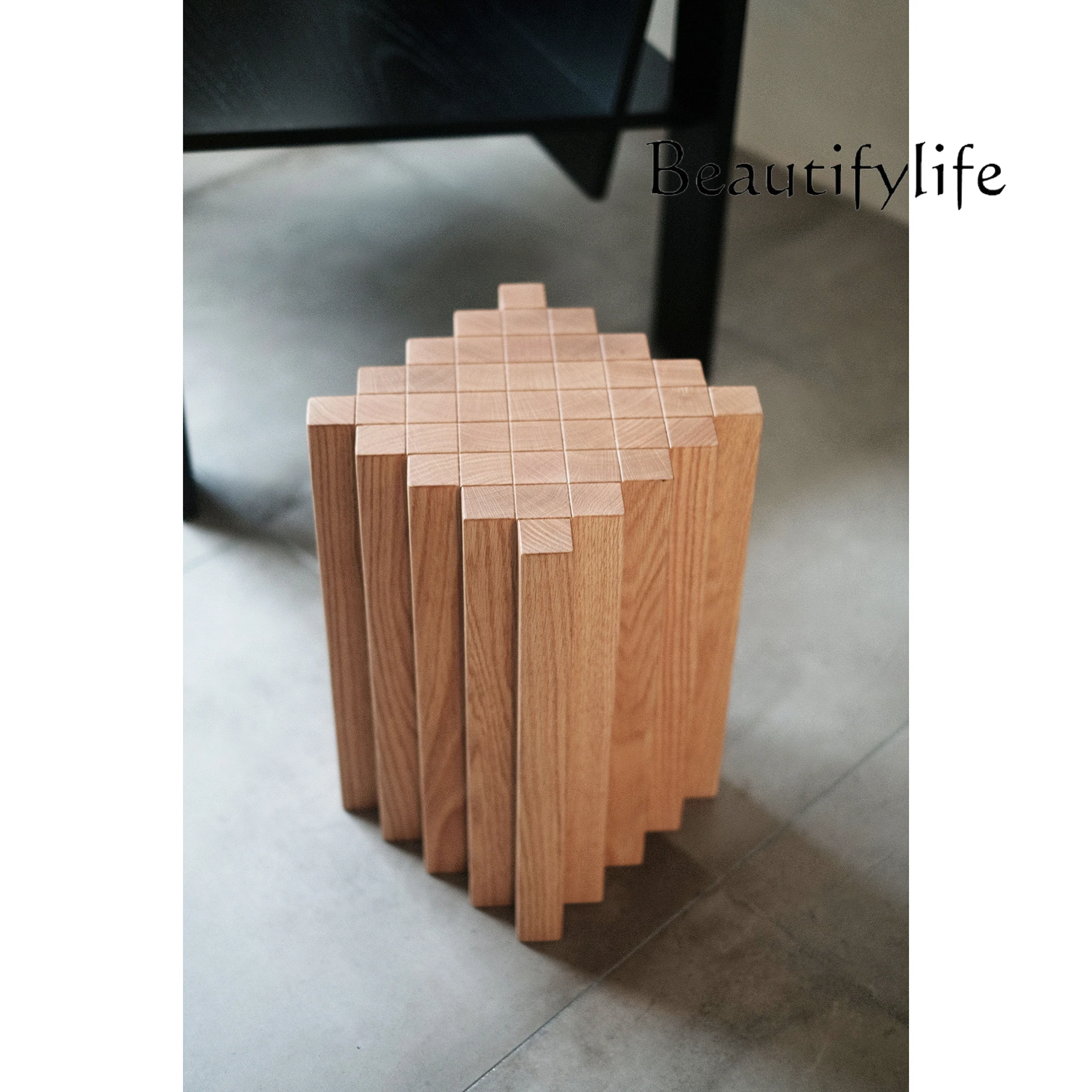 Nordic Modern Minimalist Living Room Home Vintage Chessboard Side Table Oak Solid Wood Tea Table