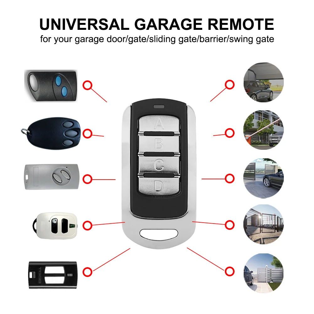 Garage Door Remote Control 433mhz Rolling Code Gate Opener Transmitter 280-868MHz Multi-frequency Replicator Command Keychain