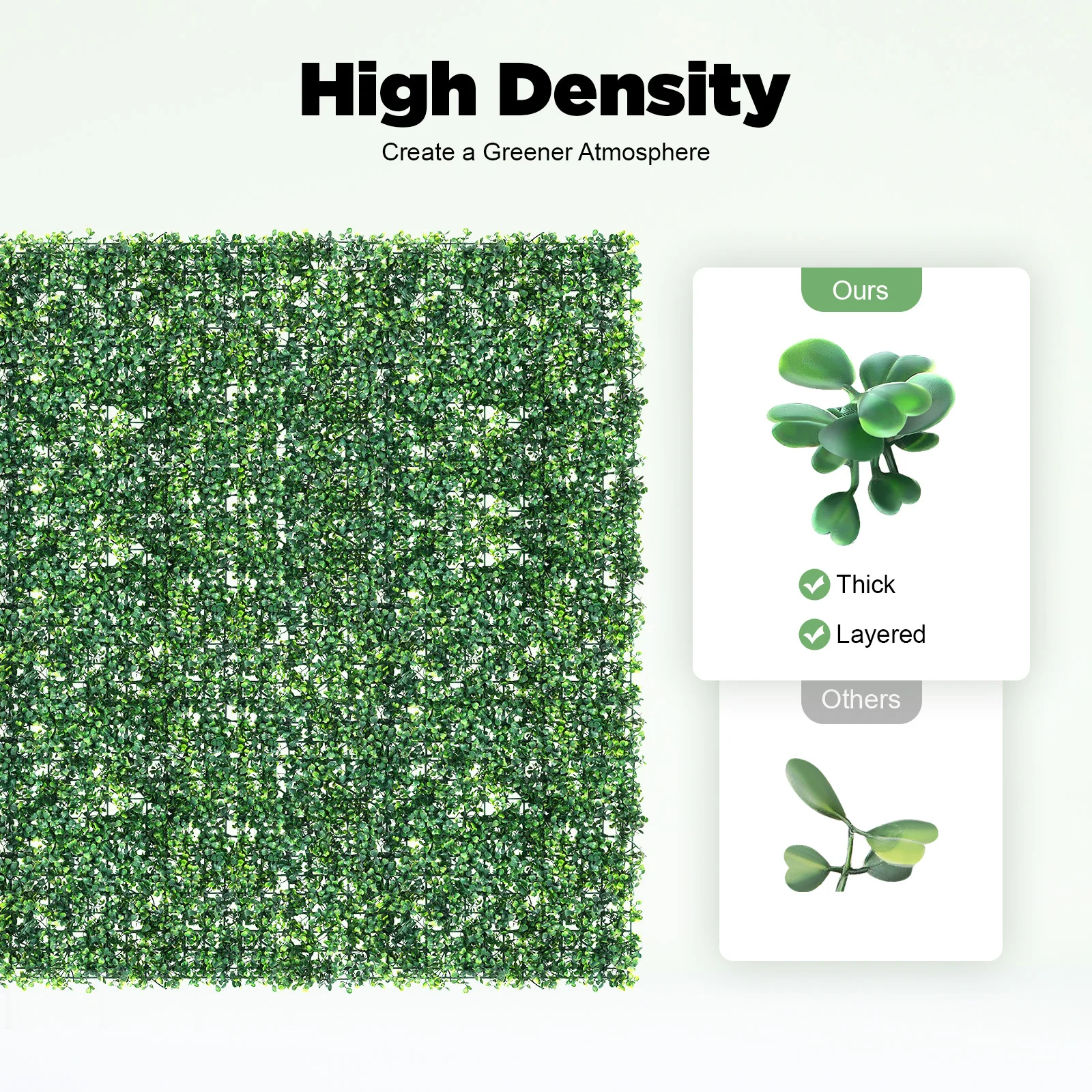 12Pcs Artificial Mat Panel Artificial Boxwood Panels Square Topiary Hedge Plant Privacy Hedge For Outdoor Indoor Gardens Walls