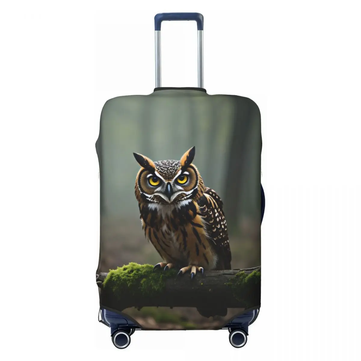 Fashion Misty Forest Horned Owl Moss Branch Print Luggage Cover Protector Elastic Travel Suitcase Covers