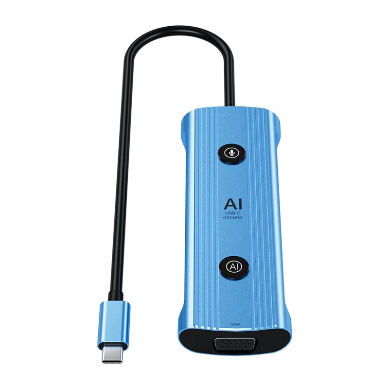 

Reliableai USB-C Adapter Smart Type-C Docking Station,13-In-1 Hub AI Voice Docking Station VGA USB RJ45 SD/TF 3.5Mm PD3.0