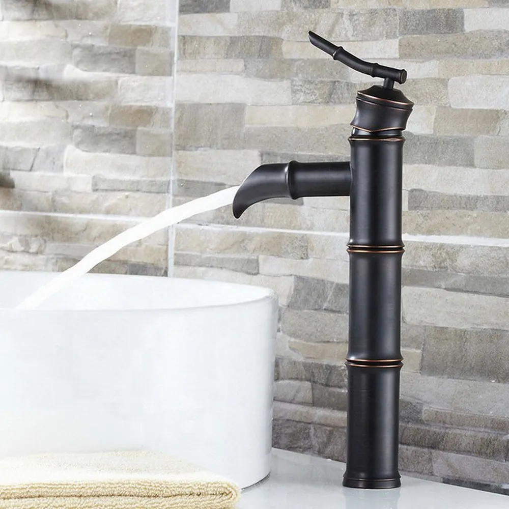 

Black Oil Rubbed Bronze Bathroom Basin Faucet Bamboo Shape Vanity Sink Mixer Tap Single Handle Hole Hot And Cold Mixer Bnf165