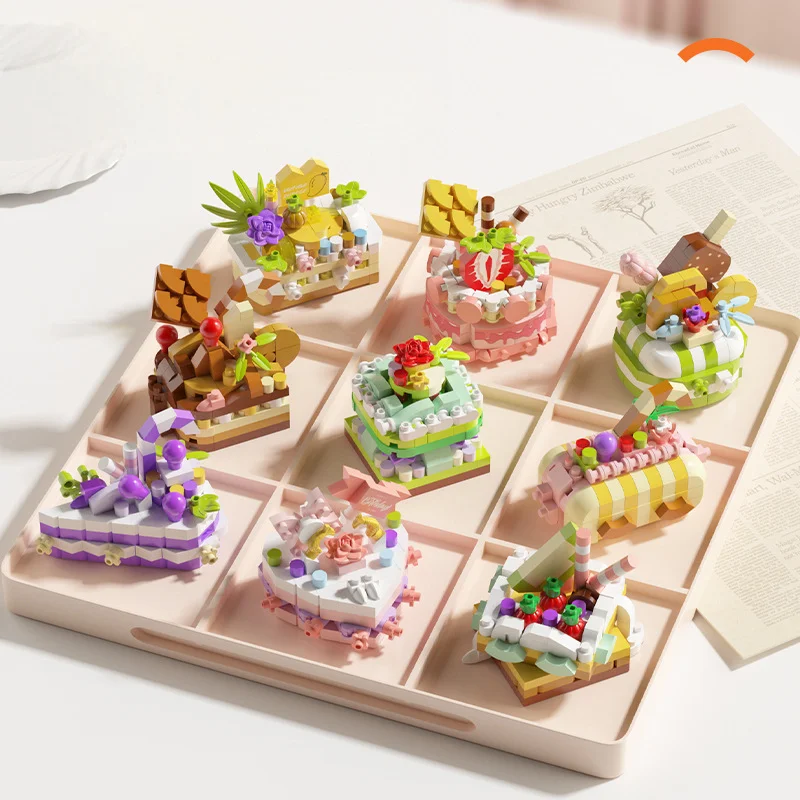 DIY MOC Cake Waffle Toast Fruit Mousse Chocolate Shuflei Ice Cream Crispy Tarts Building Blocks Model Bricks  Sets Kits Toys