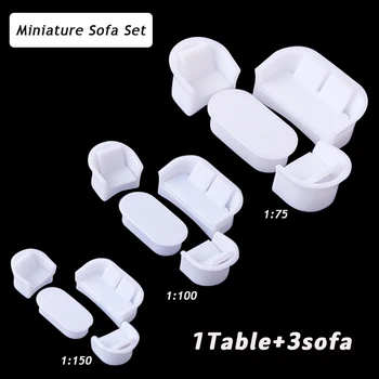 미니어처 소파 세트 모델 ABS 미도색 장난감, 디오라마용 실내 건축 건물 레이아웃, 1:75, 1:100, 1:150