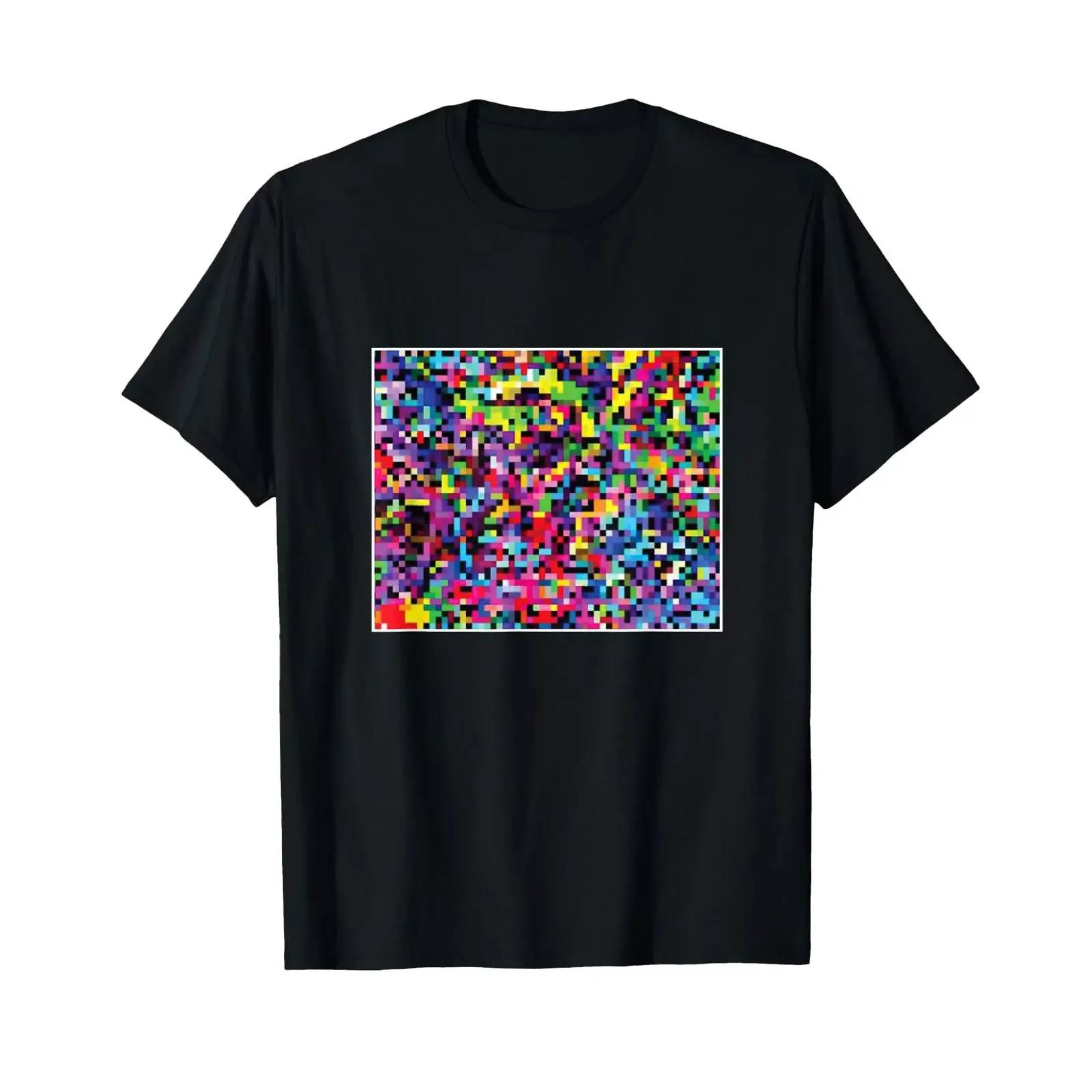 Adversarial Anti Facial Recognition Colorful Pixel Camouflage Face Detection Classic  T Shirt vintage Washed Comfortable Soft