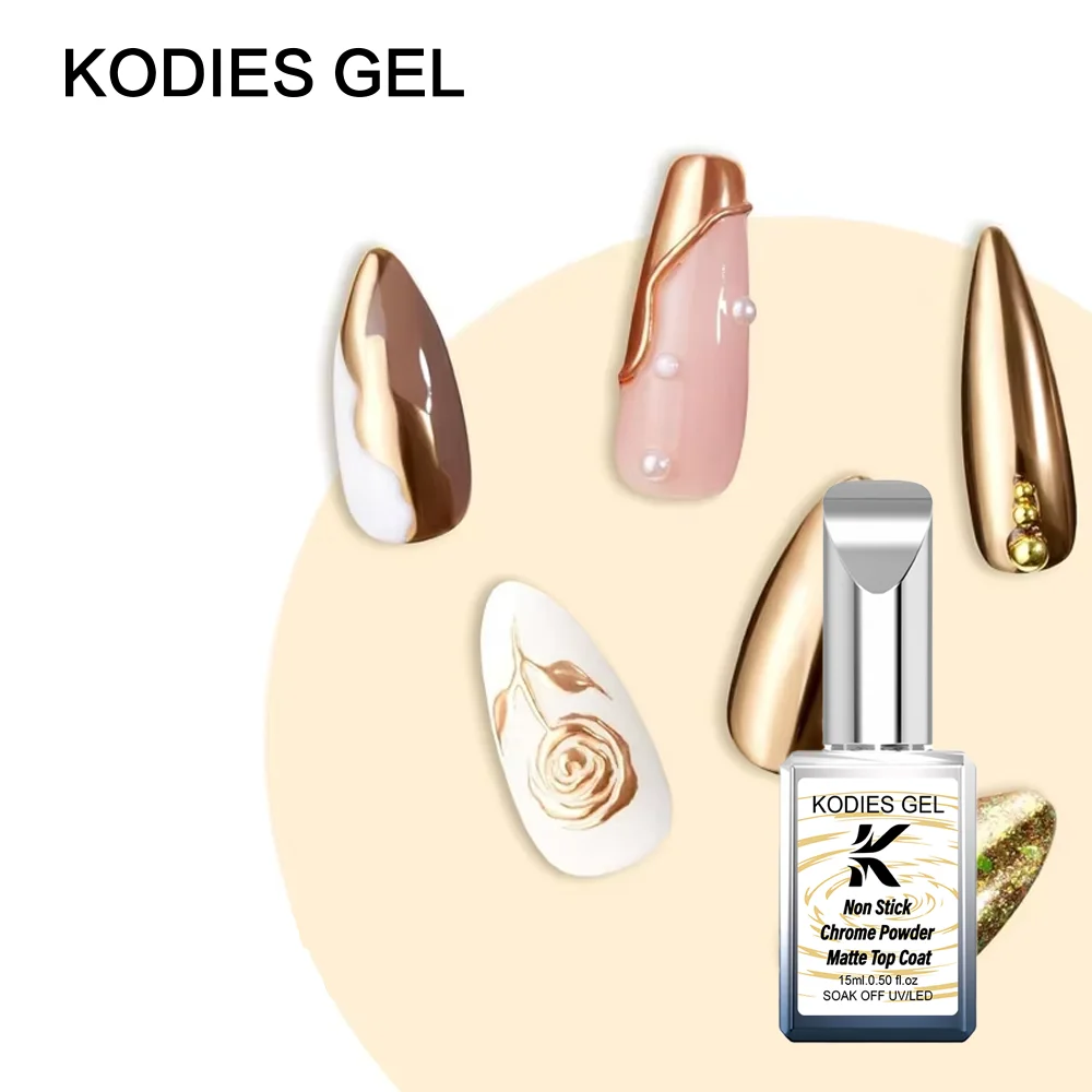 โคดี้ส์ เจล โครม แมทท์ ท็อปโค้ท ผงสีทาเล็บแบบไม่ติด ท็อปโค้ทแบบด้าน ไม่ต้องเช็ด เวนิส แบบกึ่งถาวร สำหรับตกแต่งเล็บด้วยยูวี