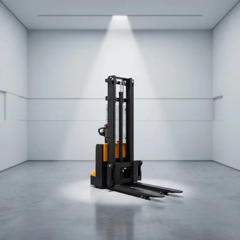 Electric Ride-On Walkie Stacker 2 Ton RWD Solid Tire Forklift with 1100mm Fork Length and 320/680mm Fork Width