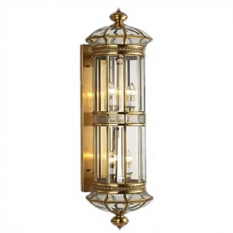 High-end Corridor Balcony Light Waterproof IP65 Outdoor Garden Long Modern Copper Sconce LED Wall Lamp 2700K Warm 5-Year