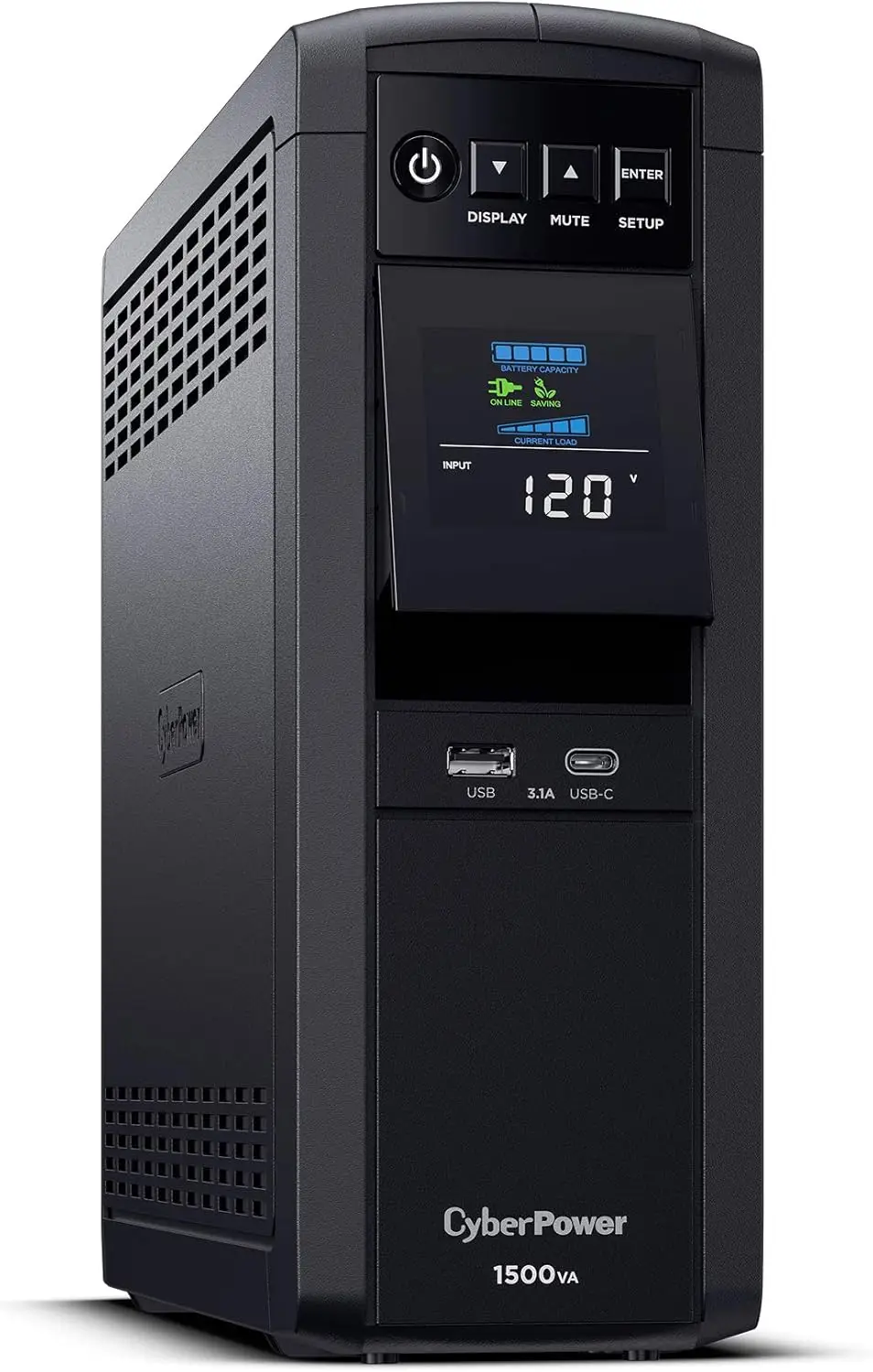 Sinewave UPS System, 1500VA/1000W, 12 Outlets, AVR, Mini Tower,Black