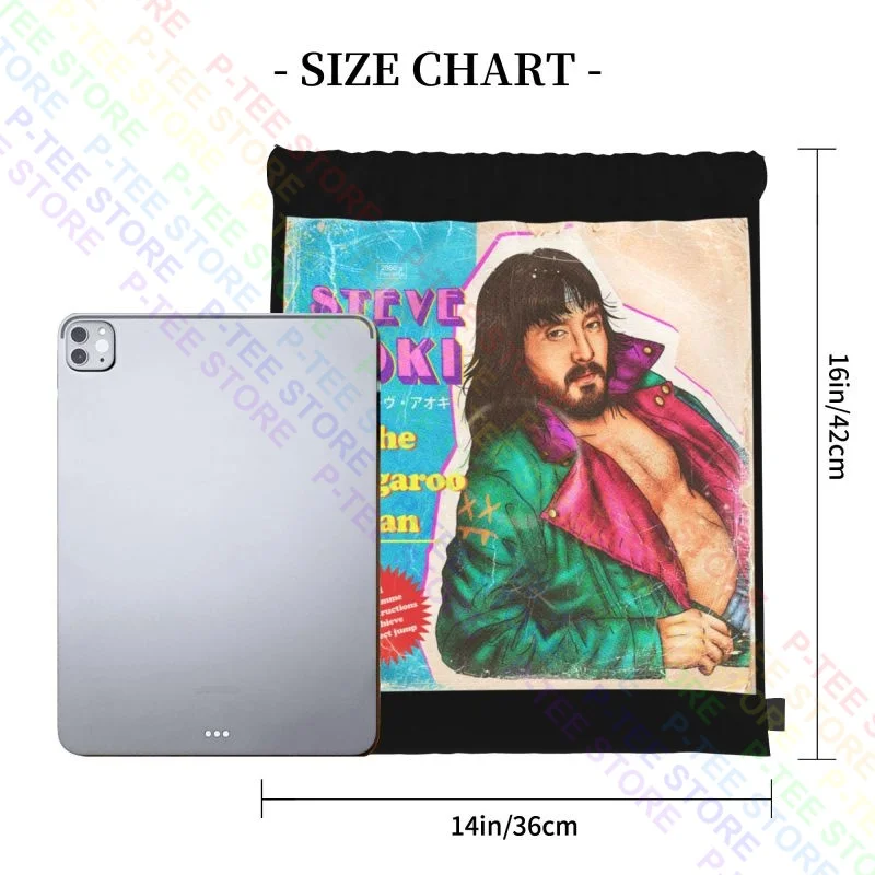 80S Steve Aoki The Kangaro Man Drawstring Bags Gym Bag Vintage Foldable Storage Bag Bags For Travel