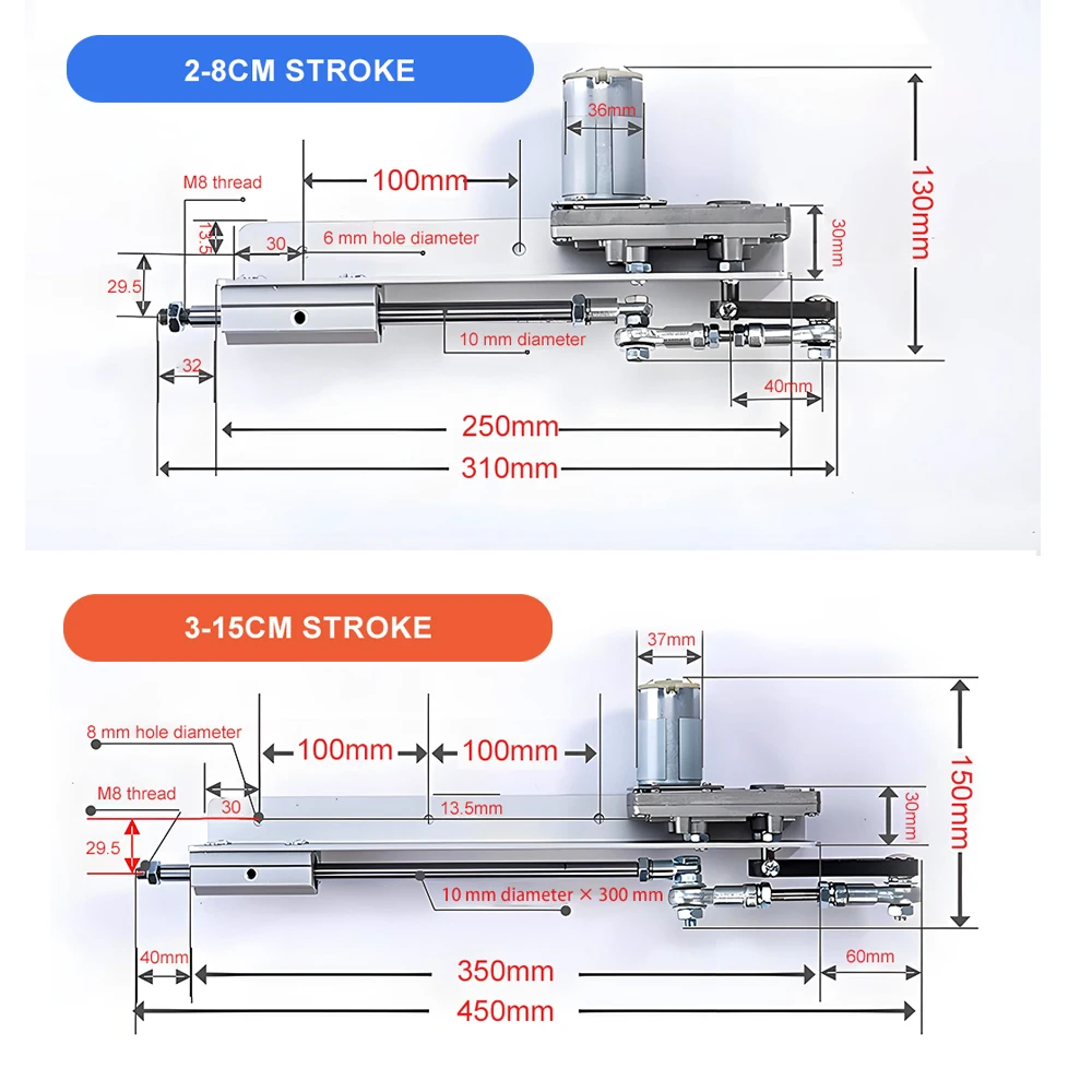 DC Reciprocating Linear Actuator All‑Metal Body Adjustable Stroke Pure Copper Motor DIY Reciprocating Motion Drive Mechanism