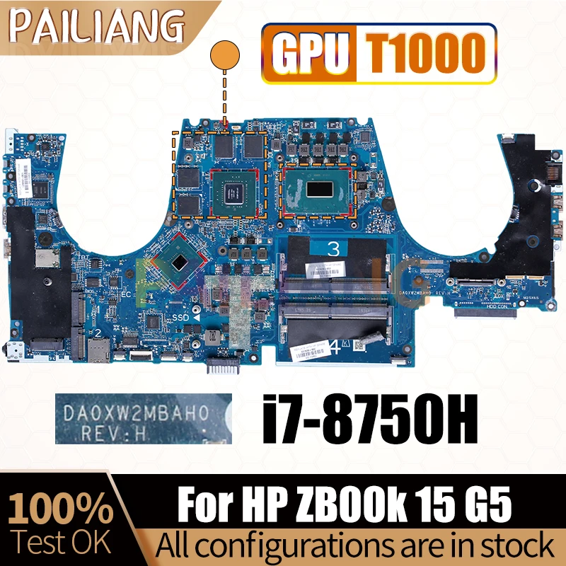 

For HP ZB00k 15 G5 Notebook Mainboard DA0XW2MBAH0 937438-850 SR3YY i7-8750H P1000 N18P-Q1-A1 Laptop Motherboard Full Tested