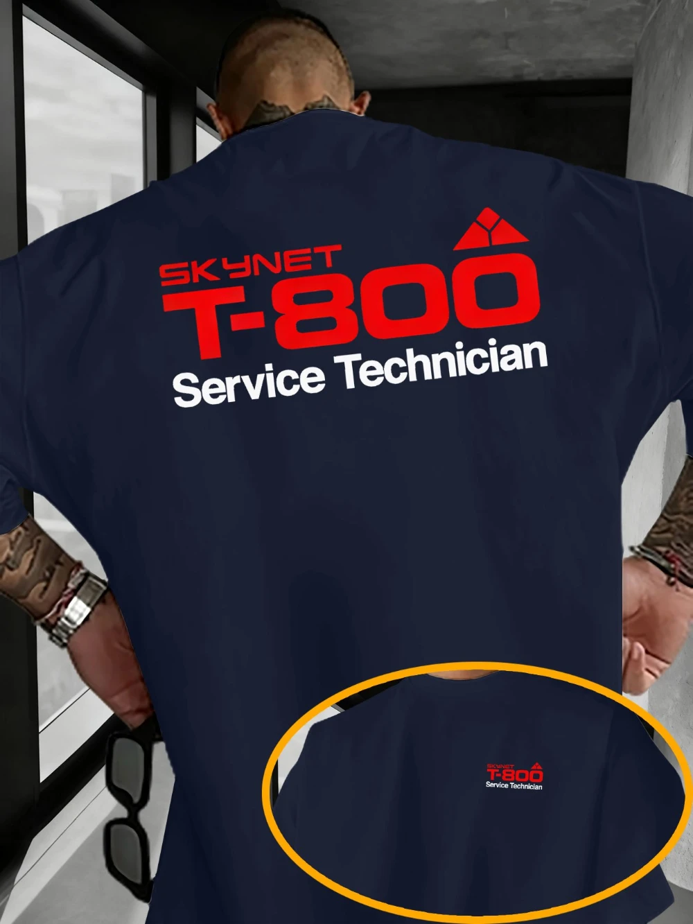 Trendiges und stilvolles Herren-T-Shirt mit Aufdruck „Skynet T800 Service Technician“, kurzärmeliges T-Shirt für Paare, Streetwear-T-Shirt aus reiner Baumwolle