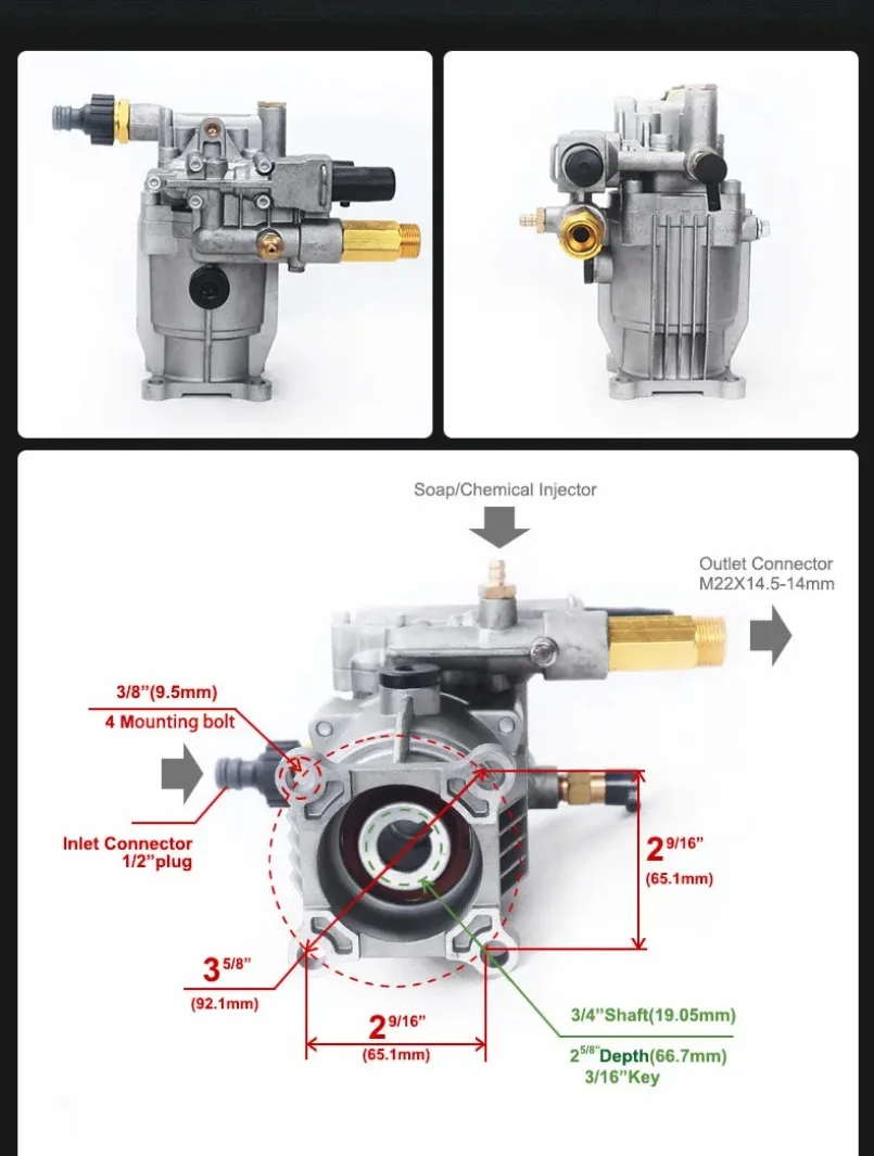 High Power Booster  Car Wash Pump Reciprocating Pump High Pressure Washer Pump Head