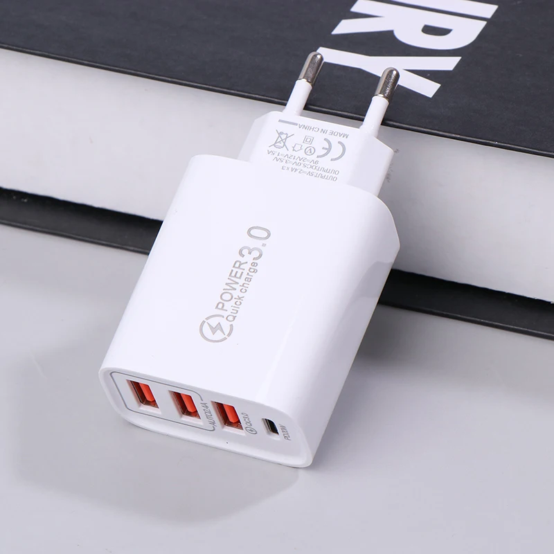 20W PD 4 Ports USB 5V4A Charge Power Adapter Mobile Phone Charger QC3.0 Charging EU/US Plug Outlet Travel Charger 110V 220V