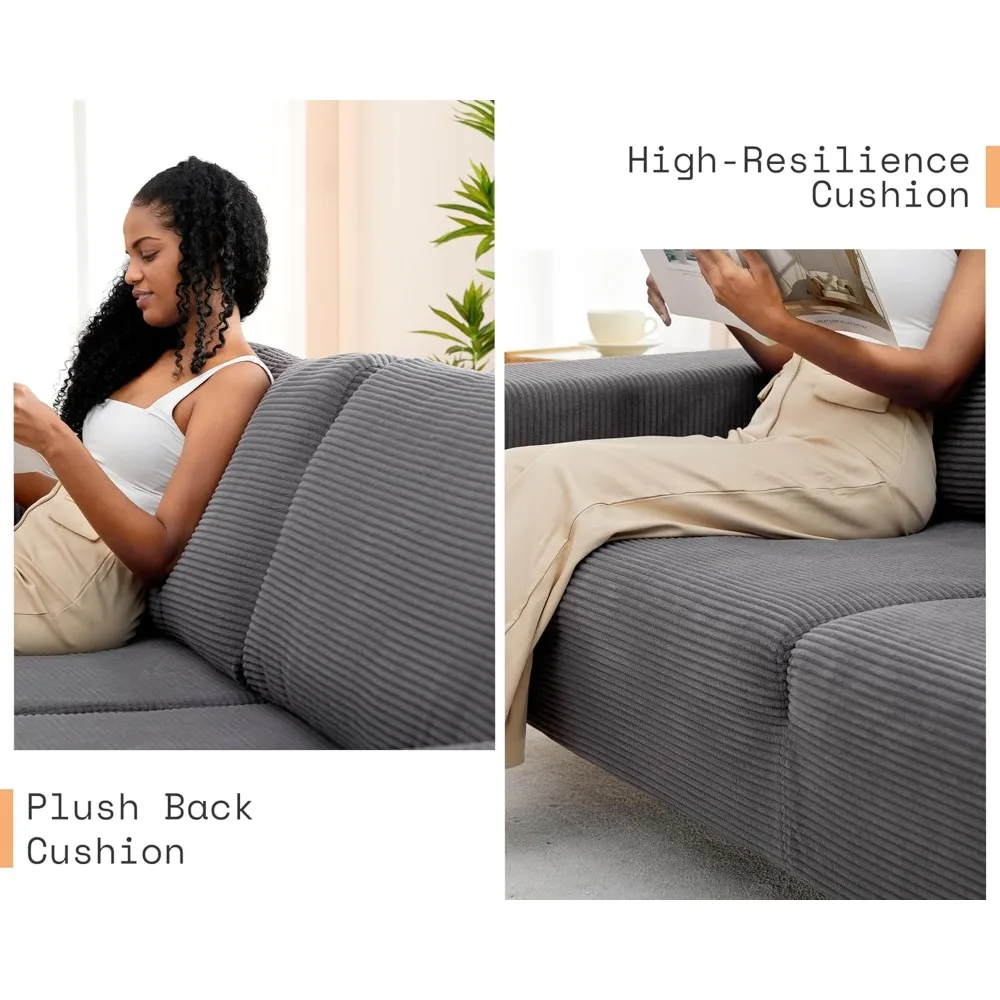 أريكة سروال قصير رمادي 89 فاخر - أريكة حديثة ذات 3 مقاعد للجلوس العميق لراحة غرفة المعيشة #4