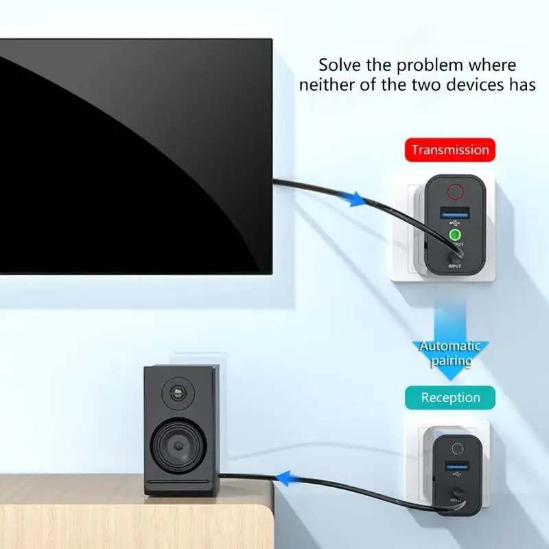 C90F 호환 5.0 오디오 송신기 수신기 수신기 Double USB Auxes Mode Auto Reconnects PC 홈 시어터