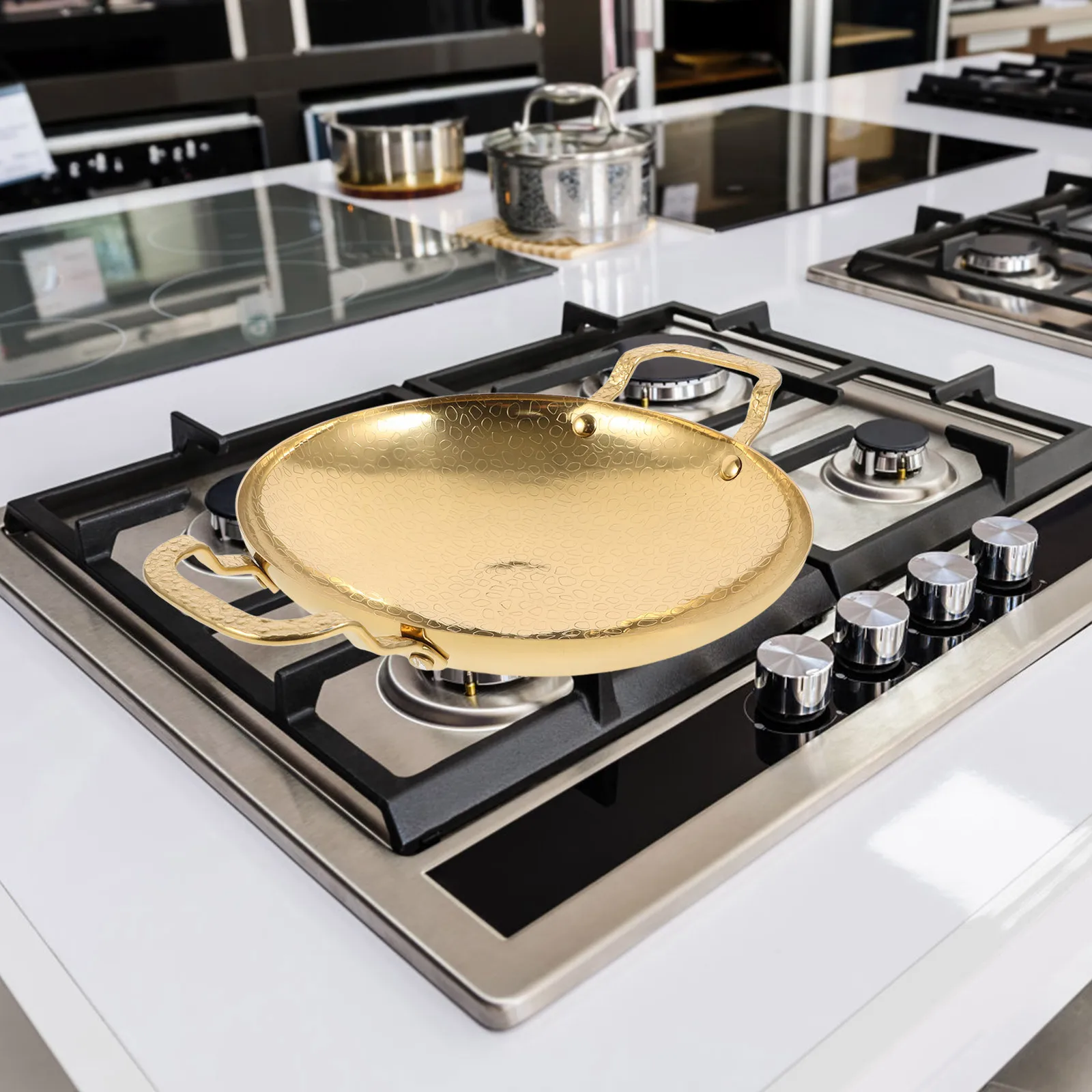 

Stainless Steel Dry Pot Small Wok Dual Handle Nonstick Cooking Pan Distribution Kitchen Cooking Tool