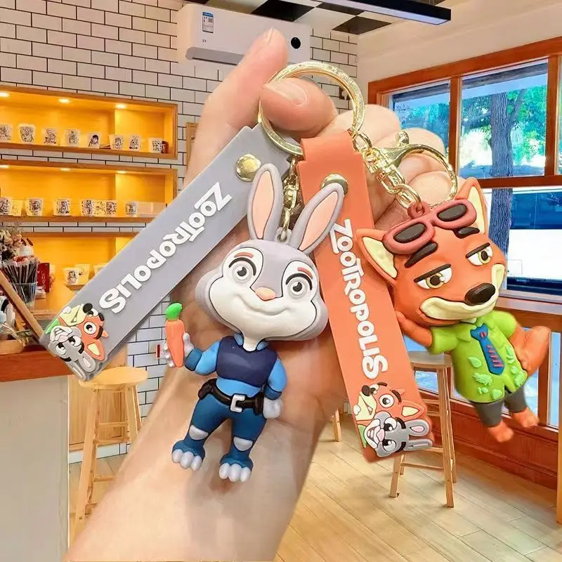 Zootopia شخصية كرتونية بولي كلوريد الفينيل لينة سلسلة مفاتيح من الفينيل إكسسوارات دمي جودي نيك فلاش سوبر لطيف اكسسوارات هدايا العيد #4