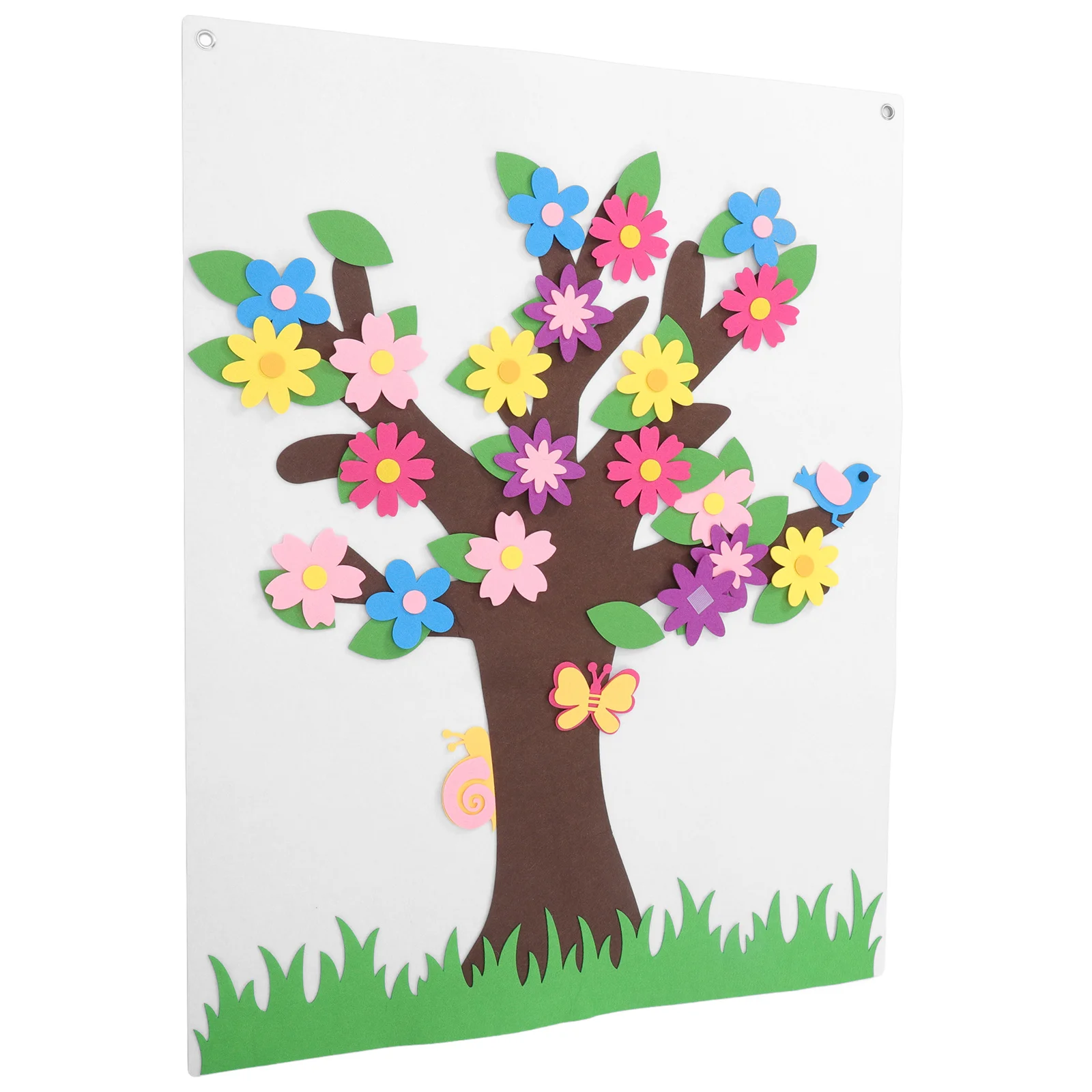 1Set Children's DIY Felt Story Board Flower Tree Handmade Educational Activity Set for Kids Tactile Play Screen-
