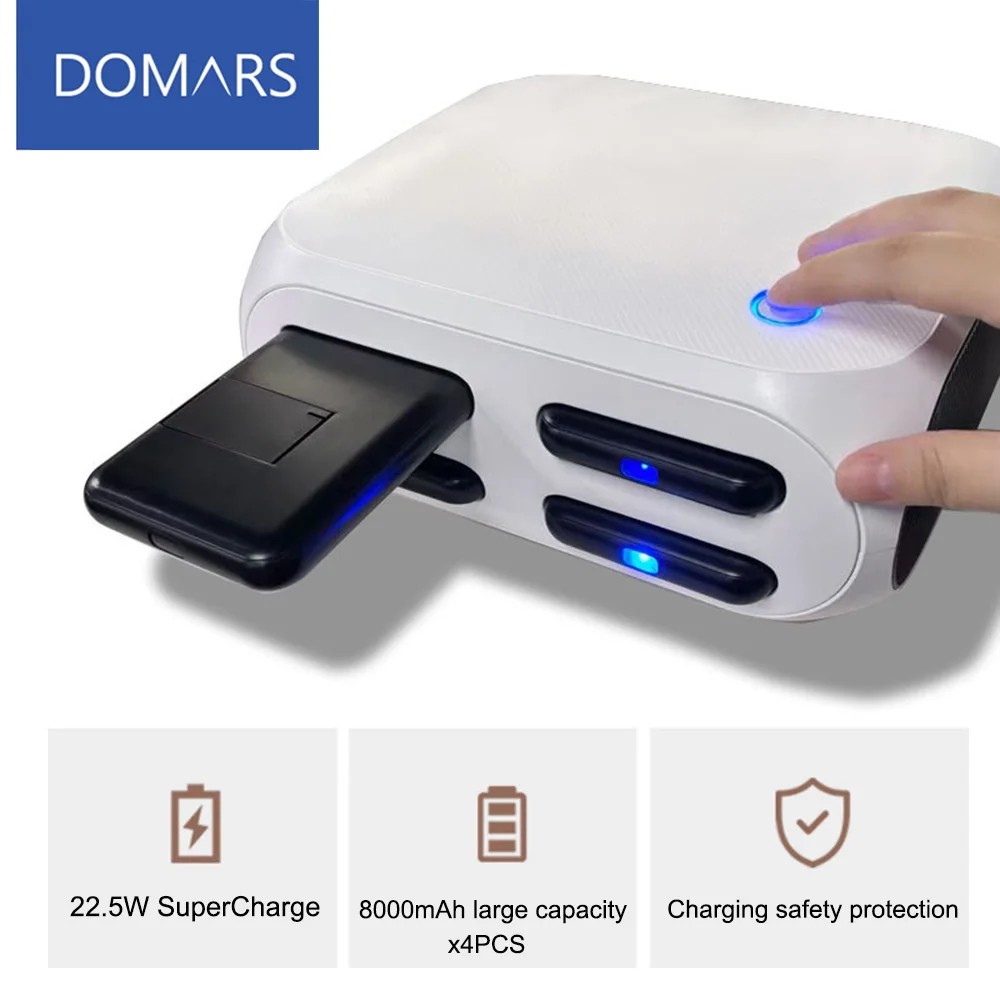 

Domars Magnetic Shared Power Bank 4x8000mAh Portable Battery with PD22.5W Fast Charging and Built-in Data Cable